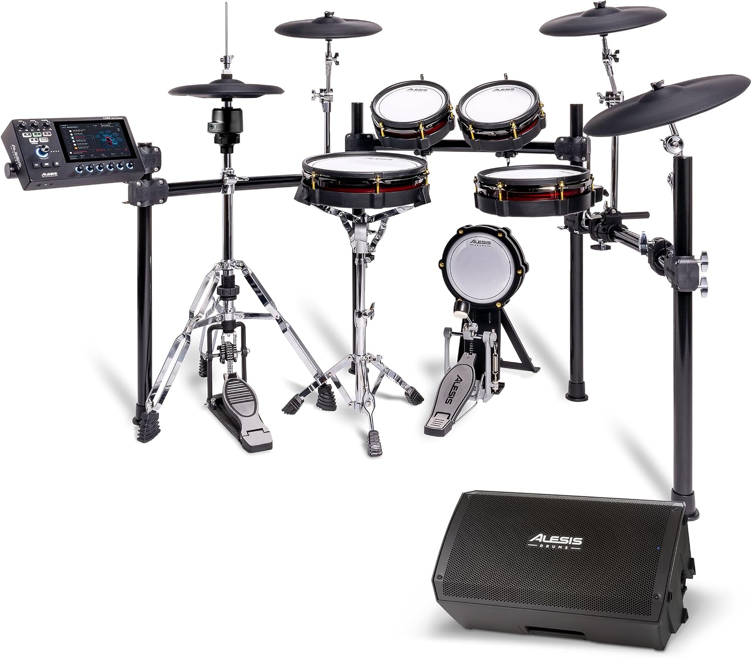Alesis Strata Core and Strike Amp 8 MK2 - Electric Drum Kit with Triple Zone Cymbals, Active Magnetic Hi-Hat, and 8 Inch 2000W Amp Speaker, with Bluetooth