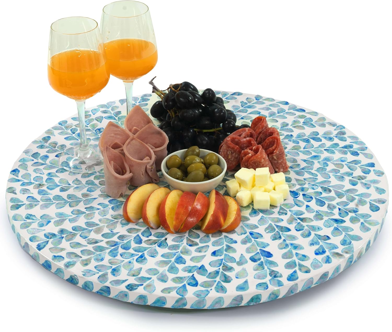 CLAYNIX Lazy Susan for Countertop - Lazy Susan for Table, Mother of Pearl Turntable Organizer, Wood Round Spinning Tray Rotating for Kitchen, Cabinet, Counter Spice Pantry (Extra Large (D 20in))