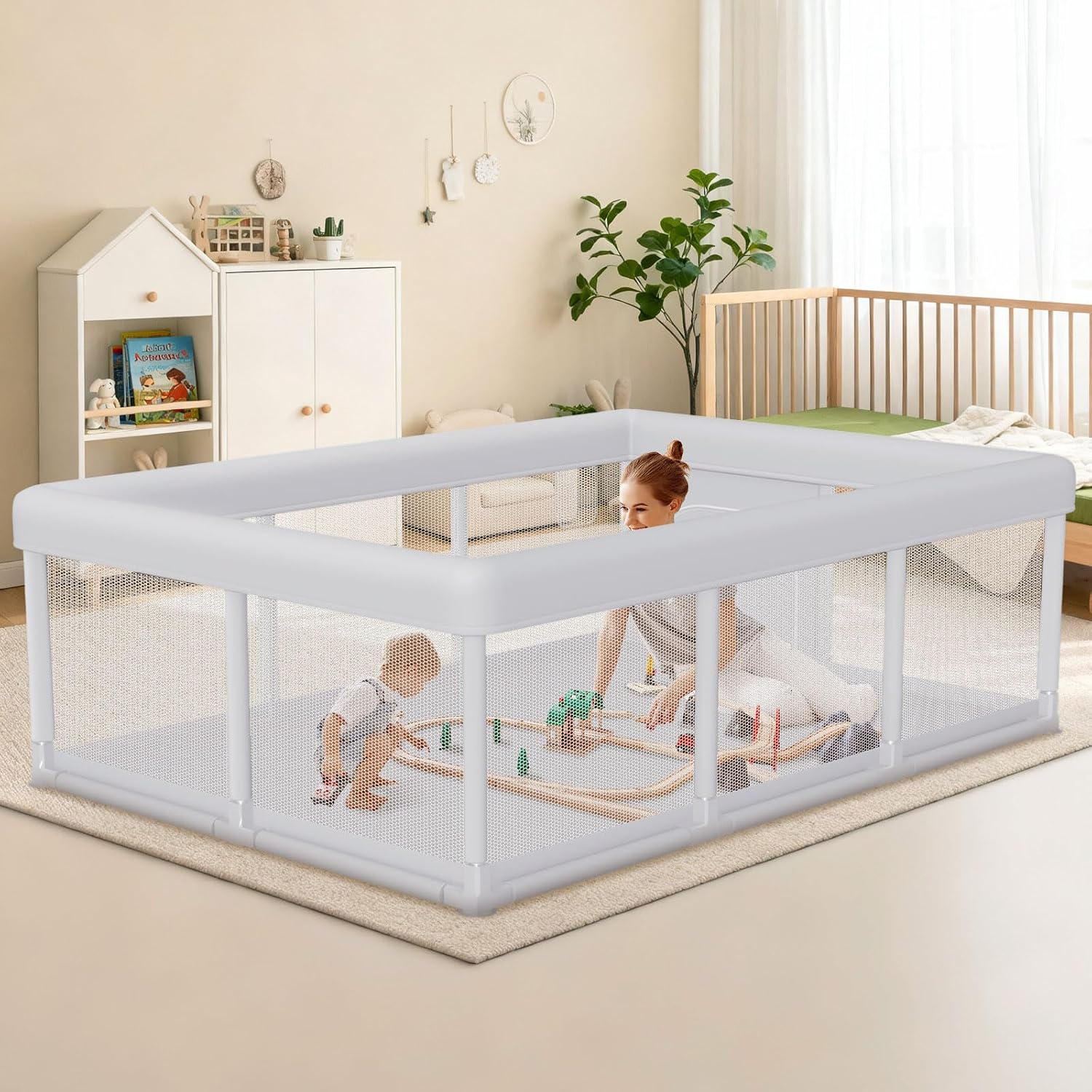 Hiaksedt Baby Playpen 74x50 Inch, Play Pens for Babies and Toddlers