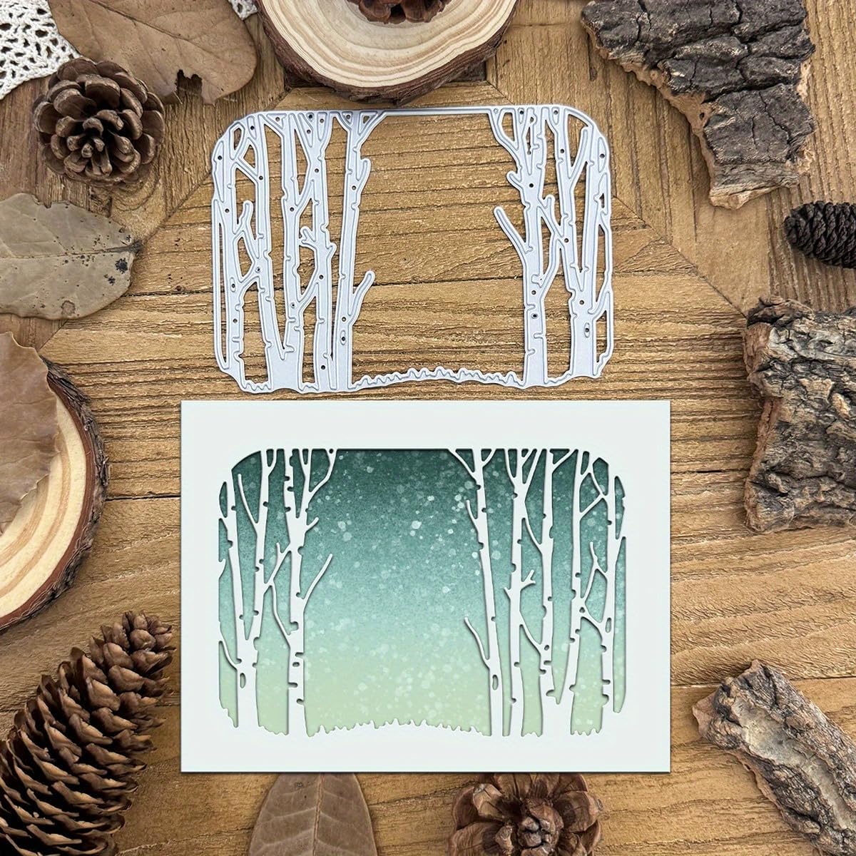 Flowers Metal Cutting Die for Scrapbooking - Durable, Cut Stencils for DIY Scrapbook Photo Album Decorative Paper Card, Card Making Supplies, Embossing (Winter Tree Trunk 7.5 x 5.3 in)