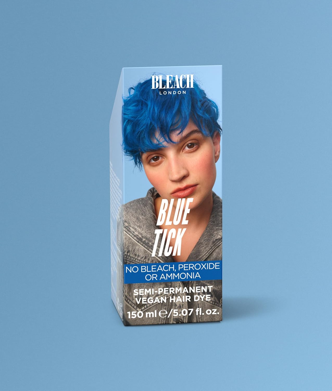 Bleach London Blue Tick Colour - Electric True Blue Hair Dye - Vegan & PETA-Approved Semi-Permanent Direct Dye - 150 ml