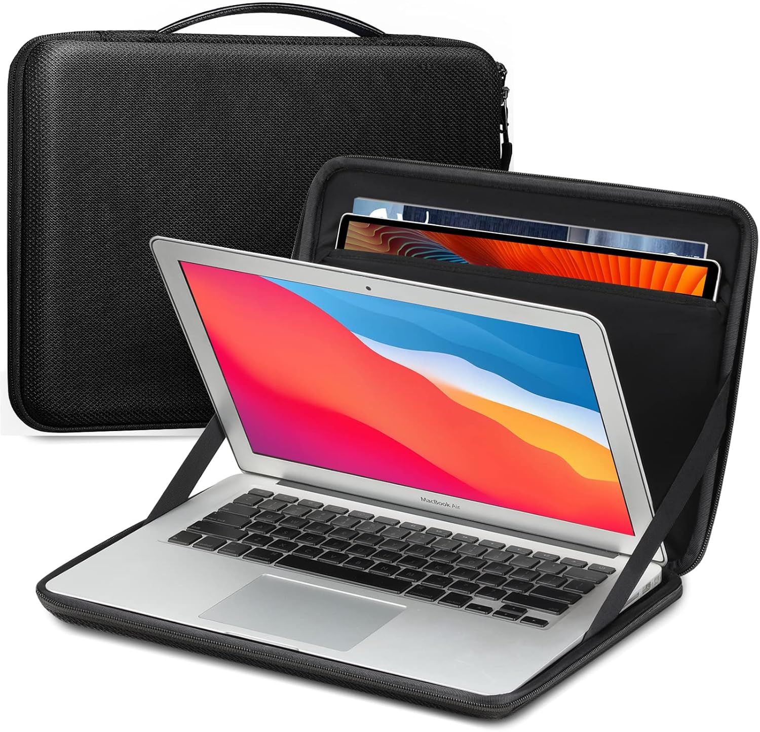 FINPAC Hard Laptop and Tablet Sleeve Case for 13.6-inch MacBook Air M4 2025 M3 A3113 2024, 14-inch MacBook Pro M4/M3/M2/M1 2024-2021, Laptop 13", Surface Pro 12", iPad, Shockproof Briefcase, Black