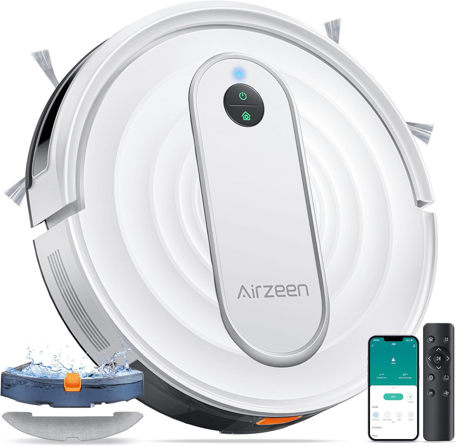 Robot Vacuum and Mop, 4000Pa Power-Lifting Suction Robot Vacuum, APP/Remote/Alexa Control, 3 in 1 Robot Vacuum Cleaner with Self-Charging, Ideal for Pet Hair, Carpet, Hard Floor, Schedule, Quiet, J10