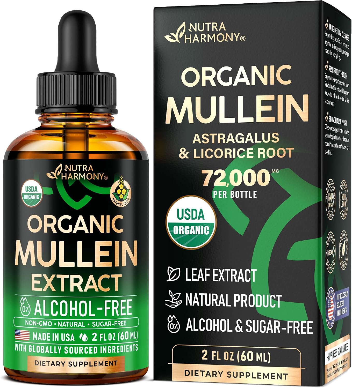 Mullein Drops for Lungs - USDA Organic Liquid - Mullein Leaf Extract Supplement - for Women & Men - Lung & Bronchial Cleanse for Smokers - Respiratory Health Support - As Tincture, Tea, Pills - 2 oz