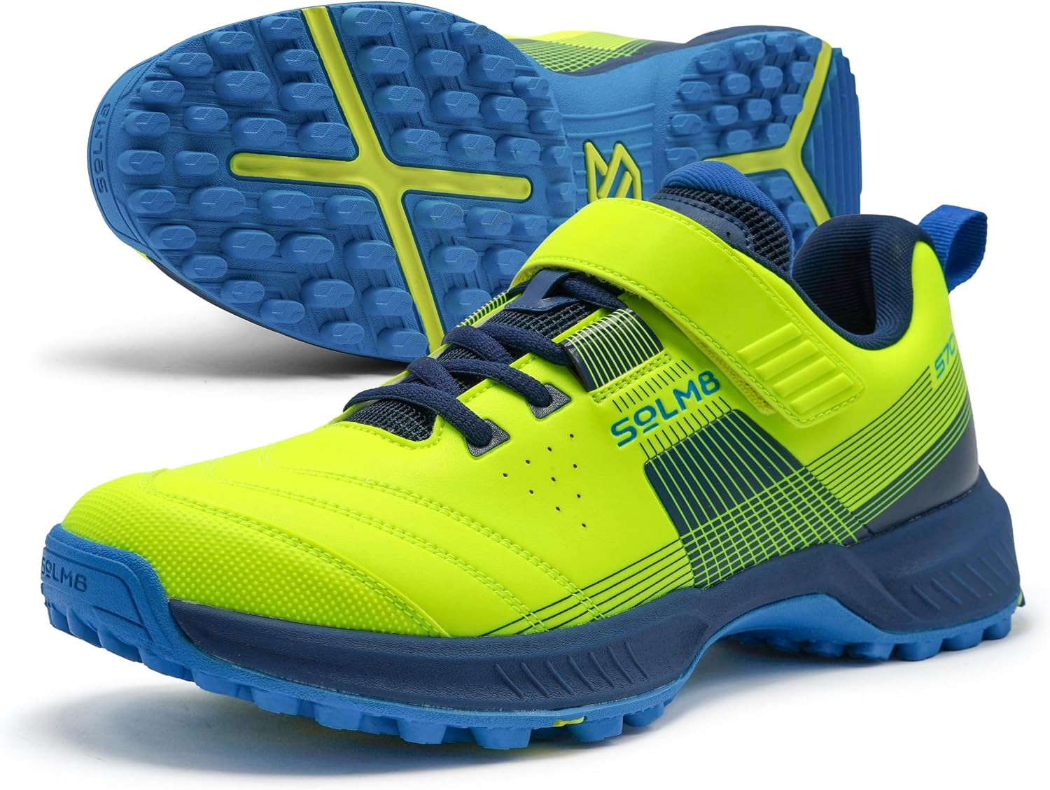SOLM8 S70 Cricket Shoes for Men – Rubber Cleats for Turf & Grass, Secure-Fit Strap, Gel Cushion Insole, Reinforced Toe Guard – Bowler Performance Footwear