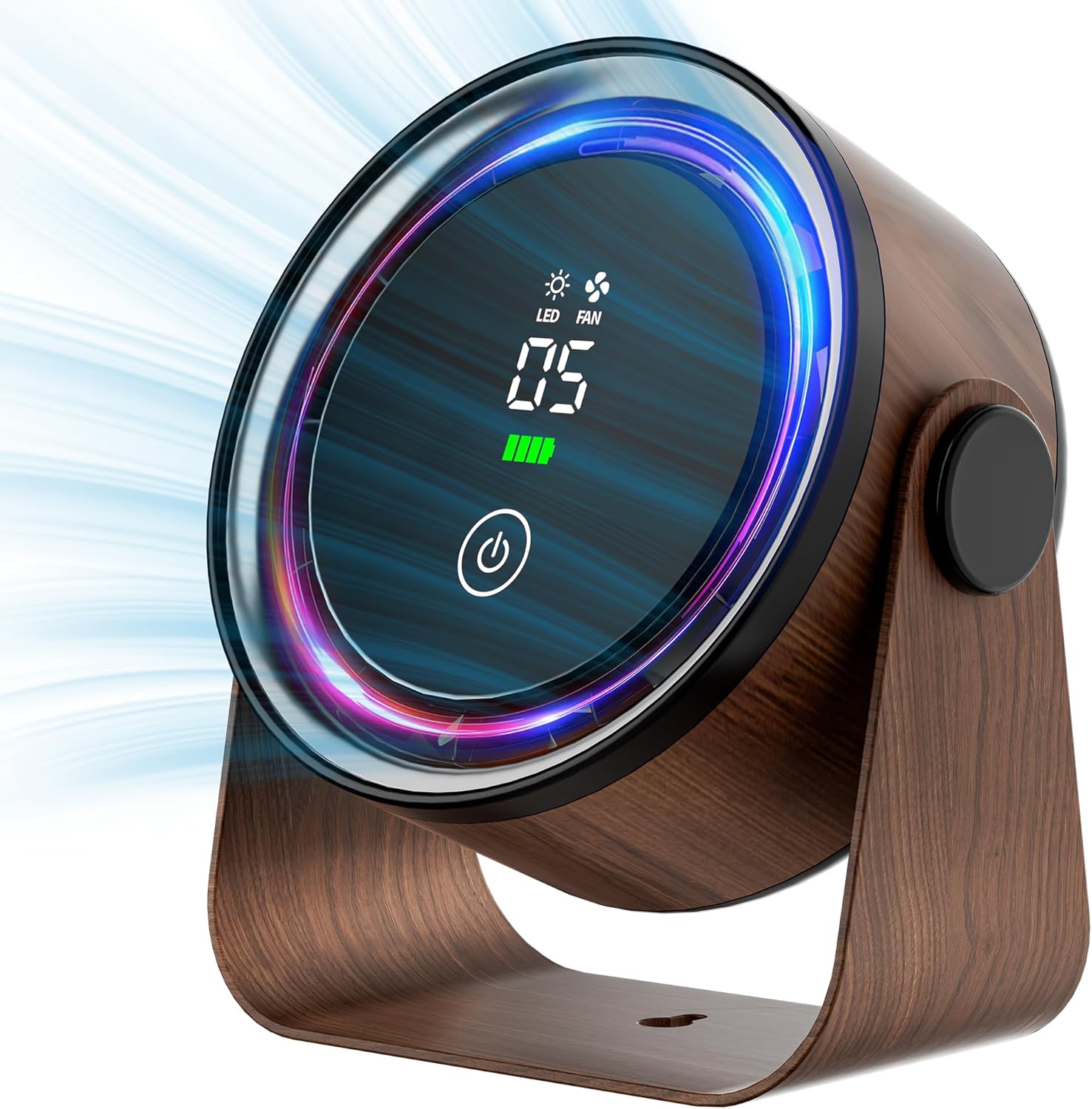 Small Desk Fan Battery Powered - Retro Low Noise Quiet Portable Gentle Blowing without Headaches Office Bedroom Sleep Table Top Wall Hanging Kitchen Travel Camping Dorm 5-Speed 360 Rotation