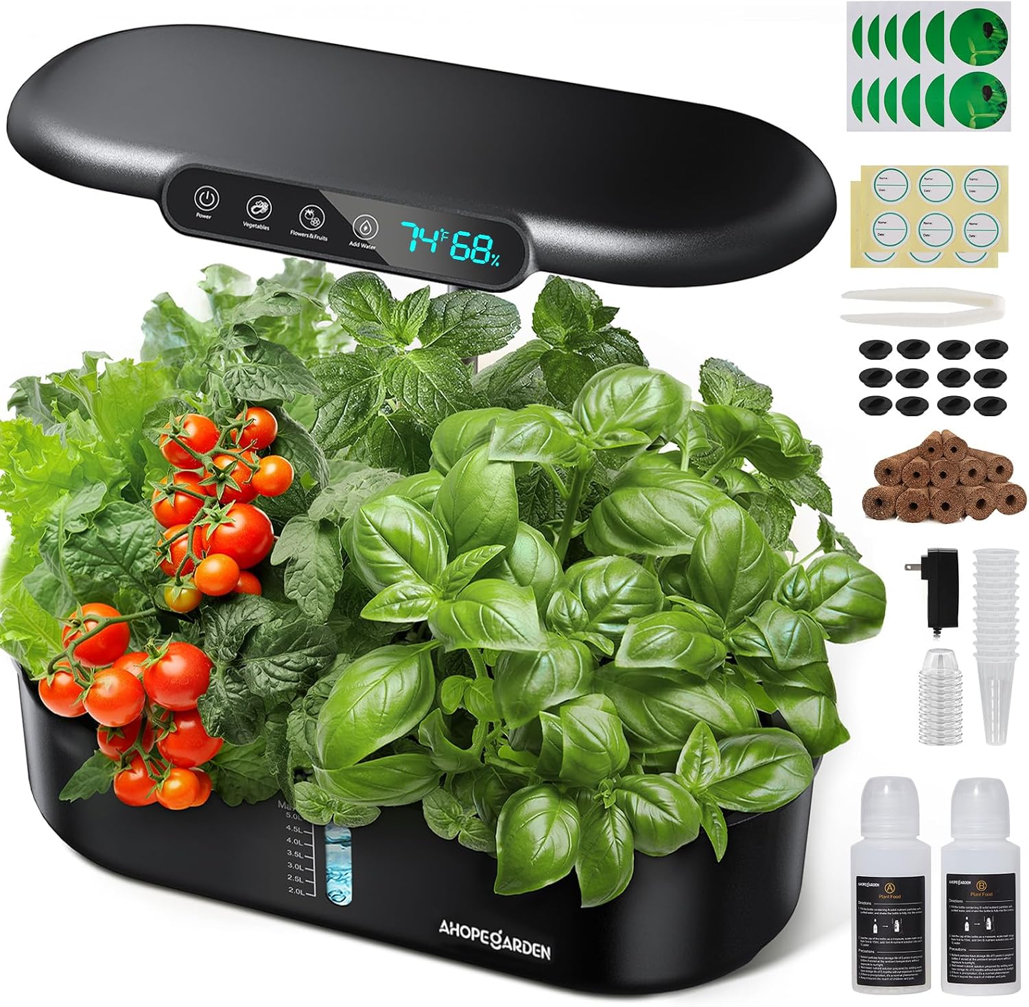 Ahopegarden Hydroponics Growing System kit: 12 Pods Indoor Herb Garden with Smart Environmental Detection - Full Spectrum LED Grow Light for Growing Vegetables，Herbs and Lettuce - Home Gardening