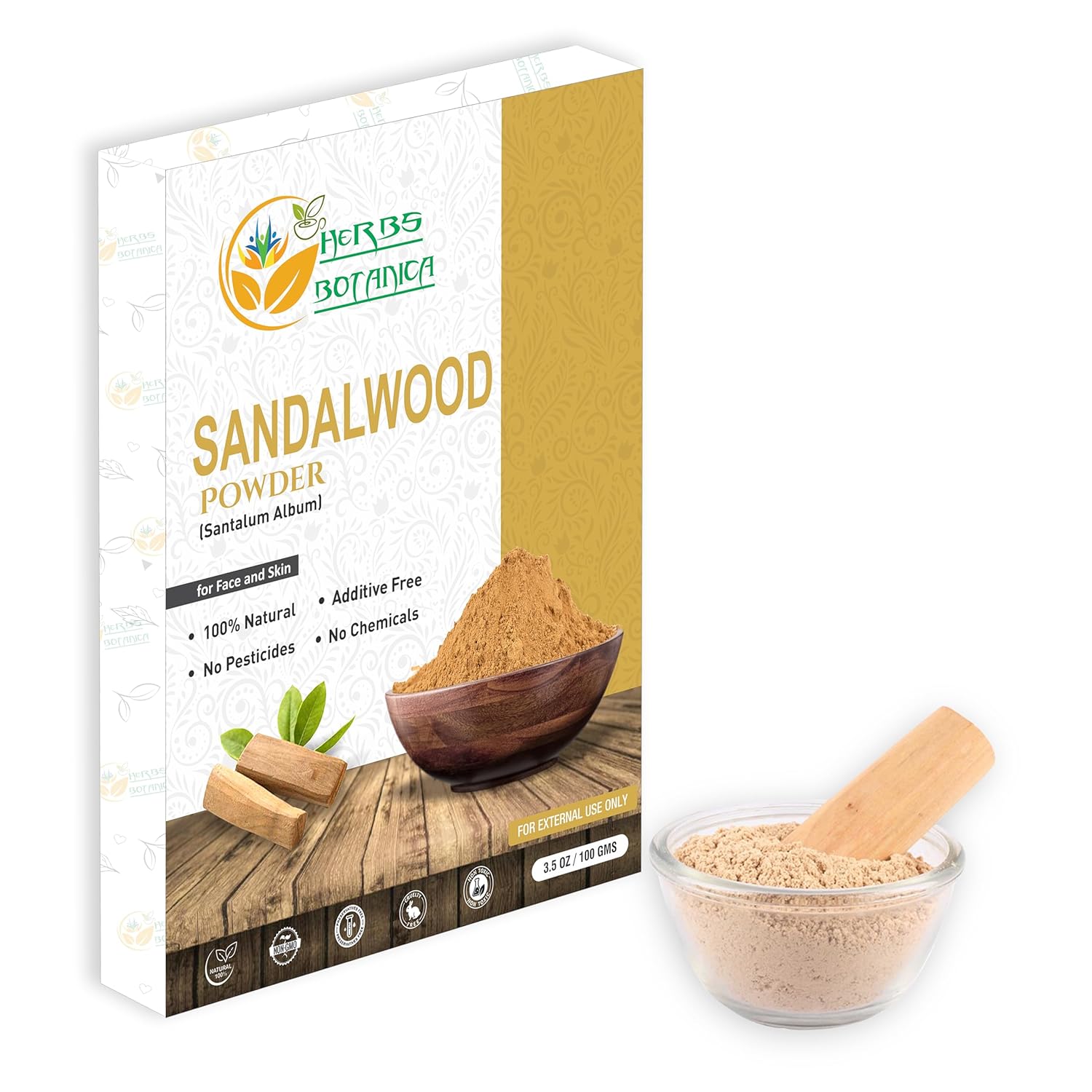 Chandan Sandalwood Powder, 100 gm / 3.52 oz, Face Pack & Mask, Tilak, Auspicious Occasions, Natural Cleansing & Soothing Powder for Wrinkles