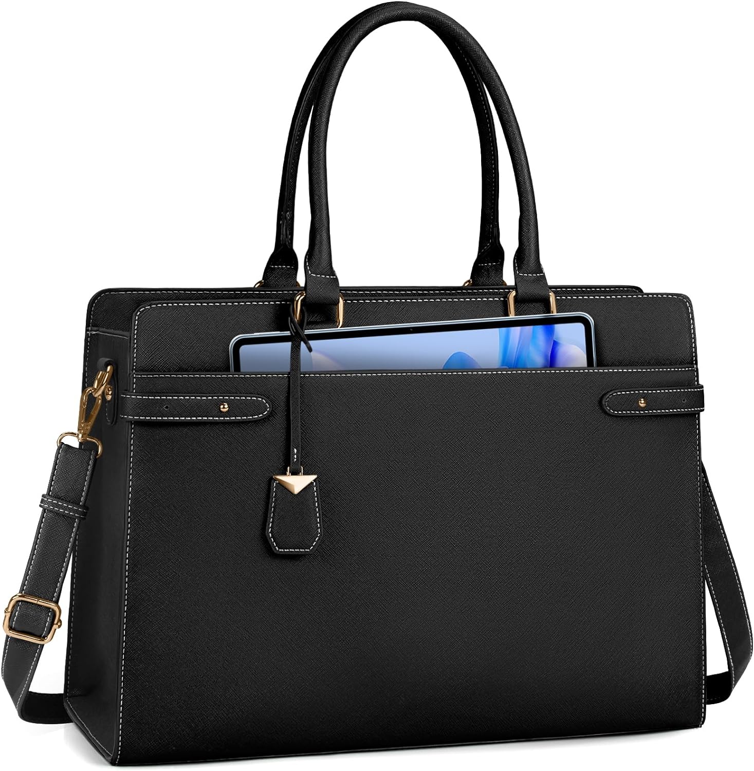 Laptop Bag for Women 15.6 Inch PU Leather Tote Bag Waterproof Briefcase Office Work Bag Computer Tote Bag Large handbag