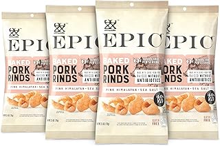EPIC Pink Himalayan Salt Pork Rinds, Keto Consumer Friendly, 4Ct Box 2.5oz bags (Pack of 4)