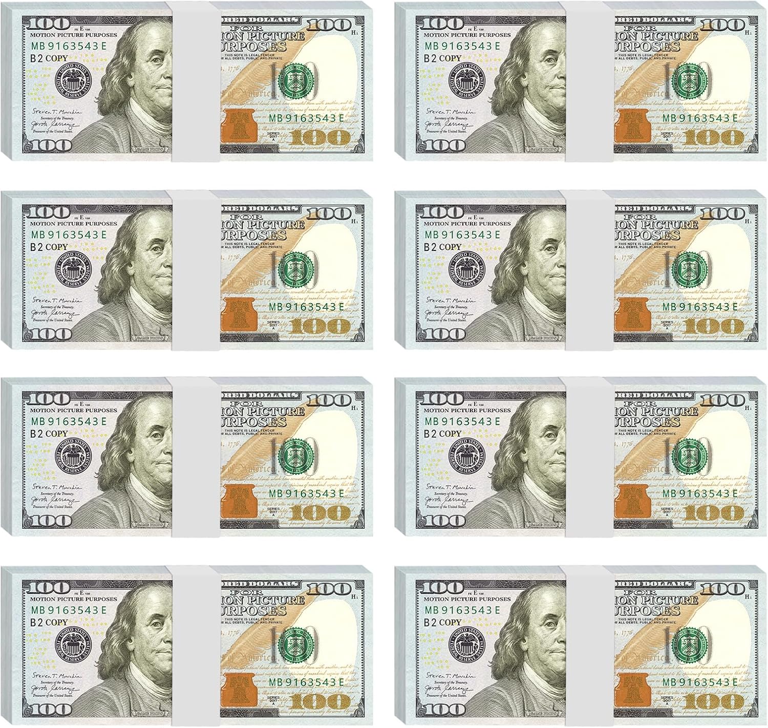 100 Pcs Movie Prop Money, Realistic Fake Dollar Bills for Film, TV, Party Props & Photography