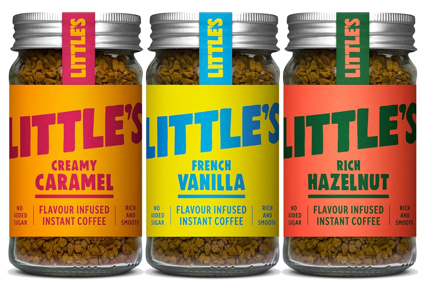 Little’s Flavored Instant Coffee Gift Set – Caramel, French Vanilla & Hazelnut – No Added Sugar, Freeze-Dried Instant Coffee, Hot or Cold, 3 Jars 1.76 oz Each