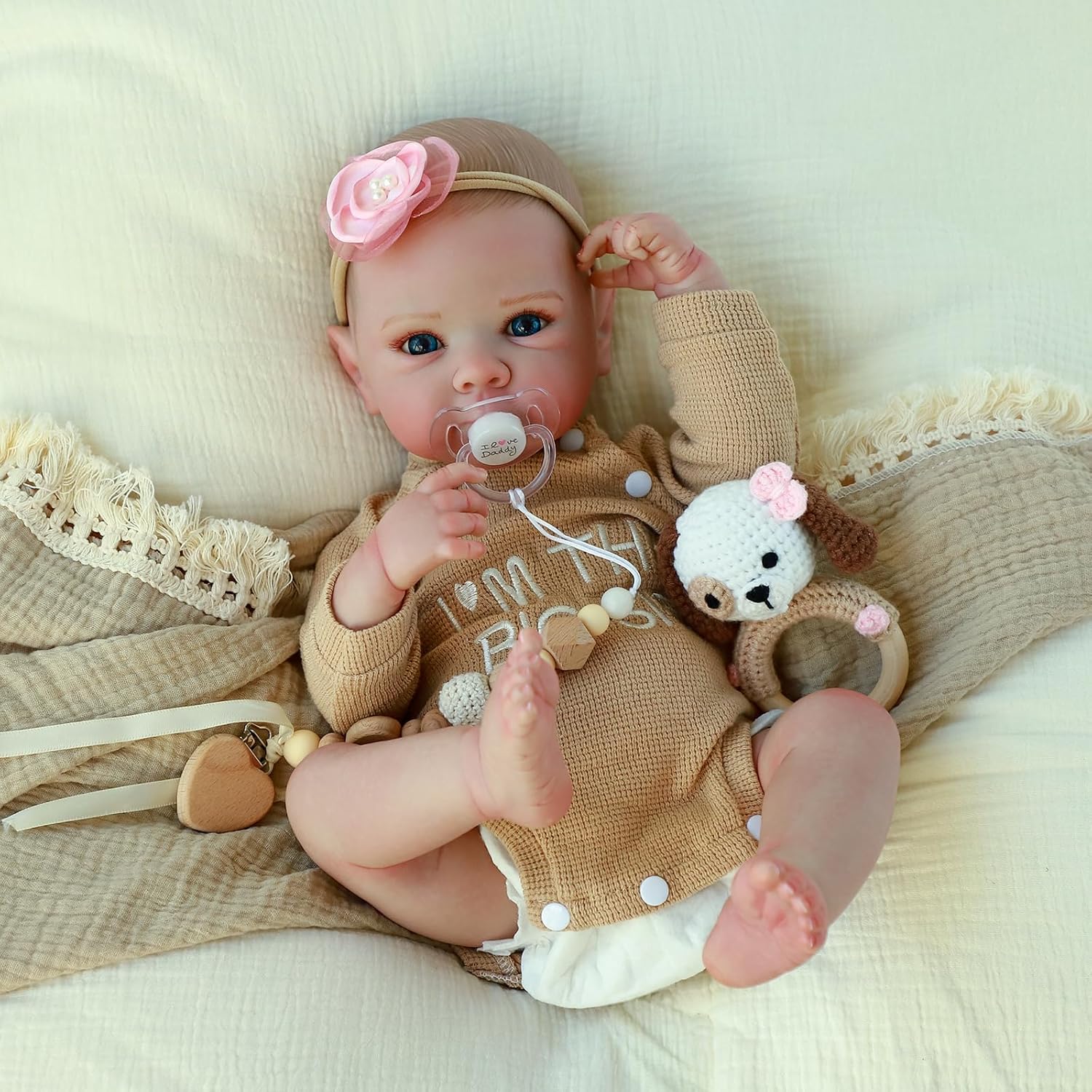 Realistic Reborn Baby Dolls - 20 Inch Cute Silicone Baby Girl Doll， Lifelike Newborn with Full Vinyl Body,Real Life Baby Dolls with Accessories for 3+ Years Old Kids Gifts