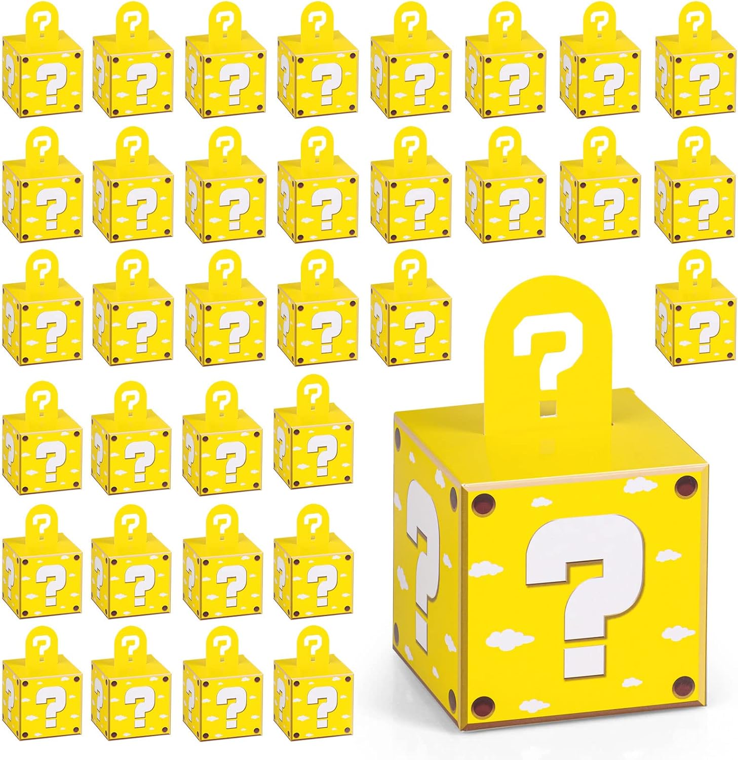 36PCS Video Game Party Gift Box 3.5inch Small Goodie Treat Boxes Yellow Candy Boxes for Gift Video Game Theme Birthday Party Decorations Supplies