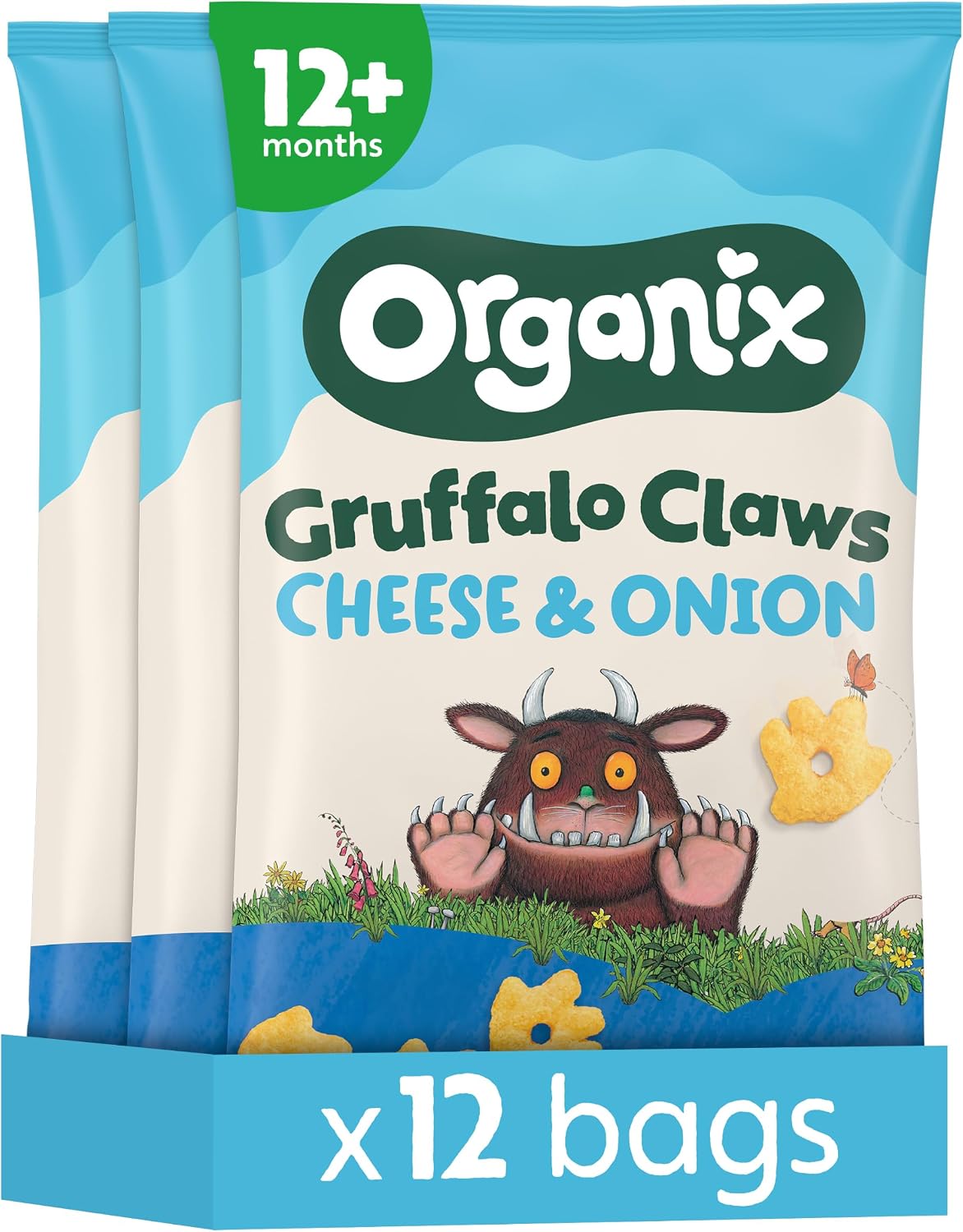 Organix Cheese & Onion Gruffalo Claws, Multipack, 3 x (4 x 15 g Bags)