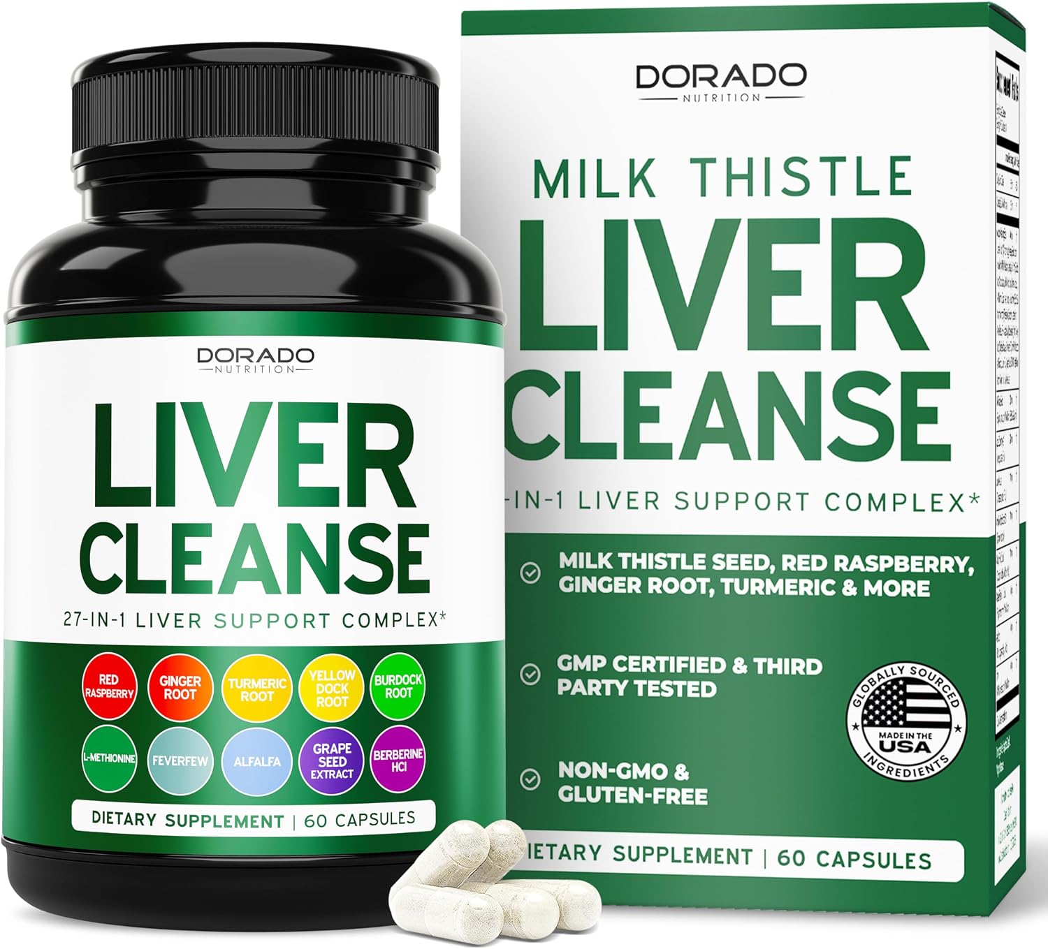 Liver Cleanse Detox & Repair (27 in 1 Formula - Milk Thistle, Dandelion Root, Turmeric, Artichoke Extract & More) - Detox Cleanse Supplement, Liver Support for Adults, Vegan - 60 Capsules