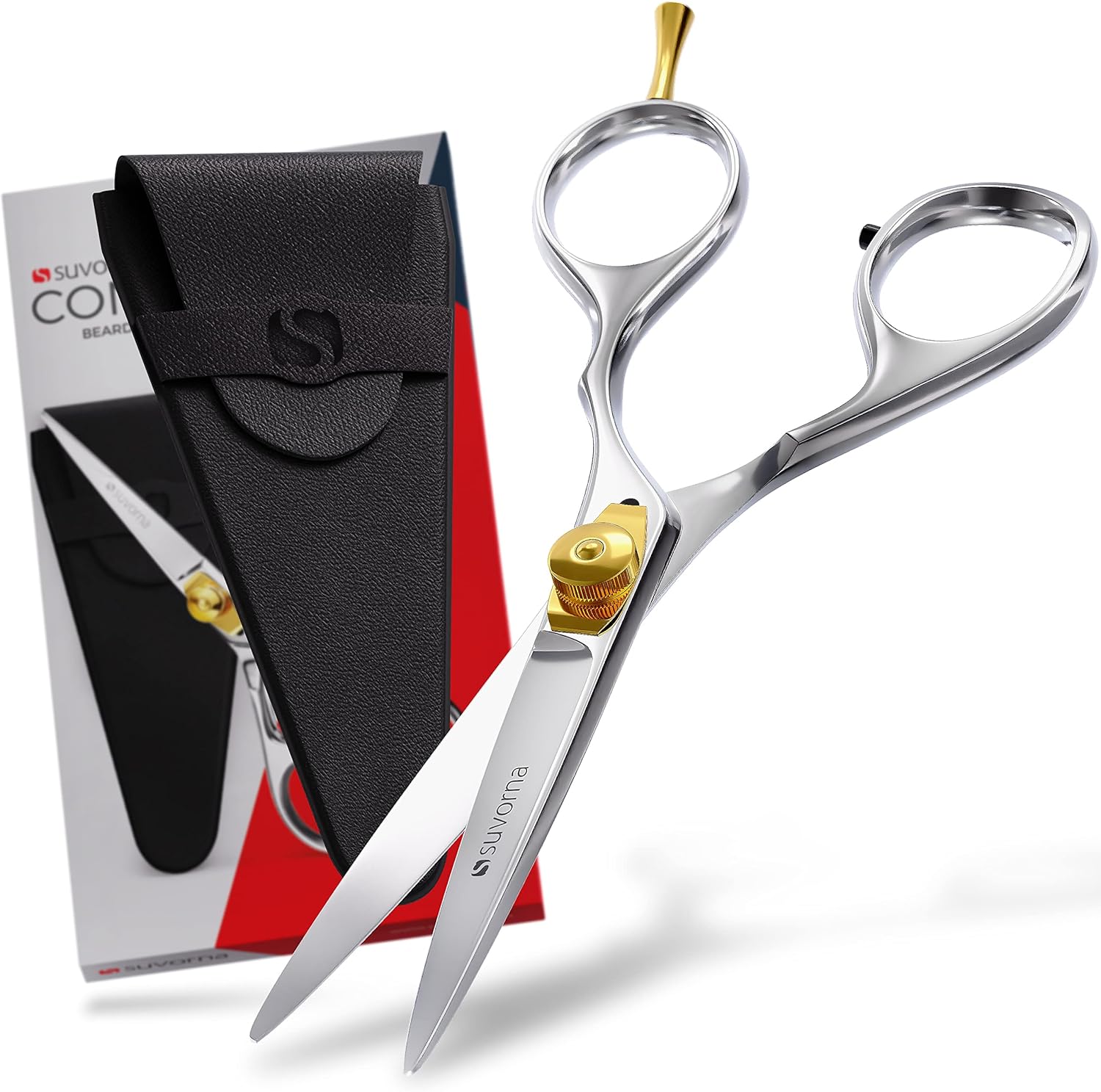 Suvorna 5" Beard & Moustache Scissors for Men | Precision Grooming Scissors for Beard, Mustache & Nose Hair Trimming