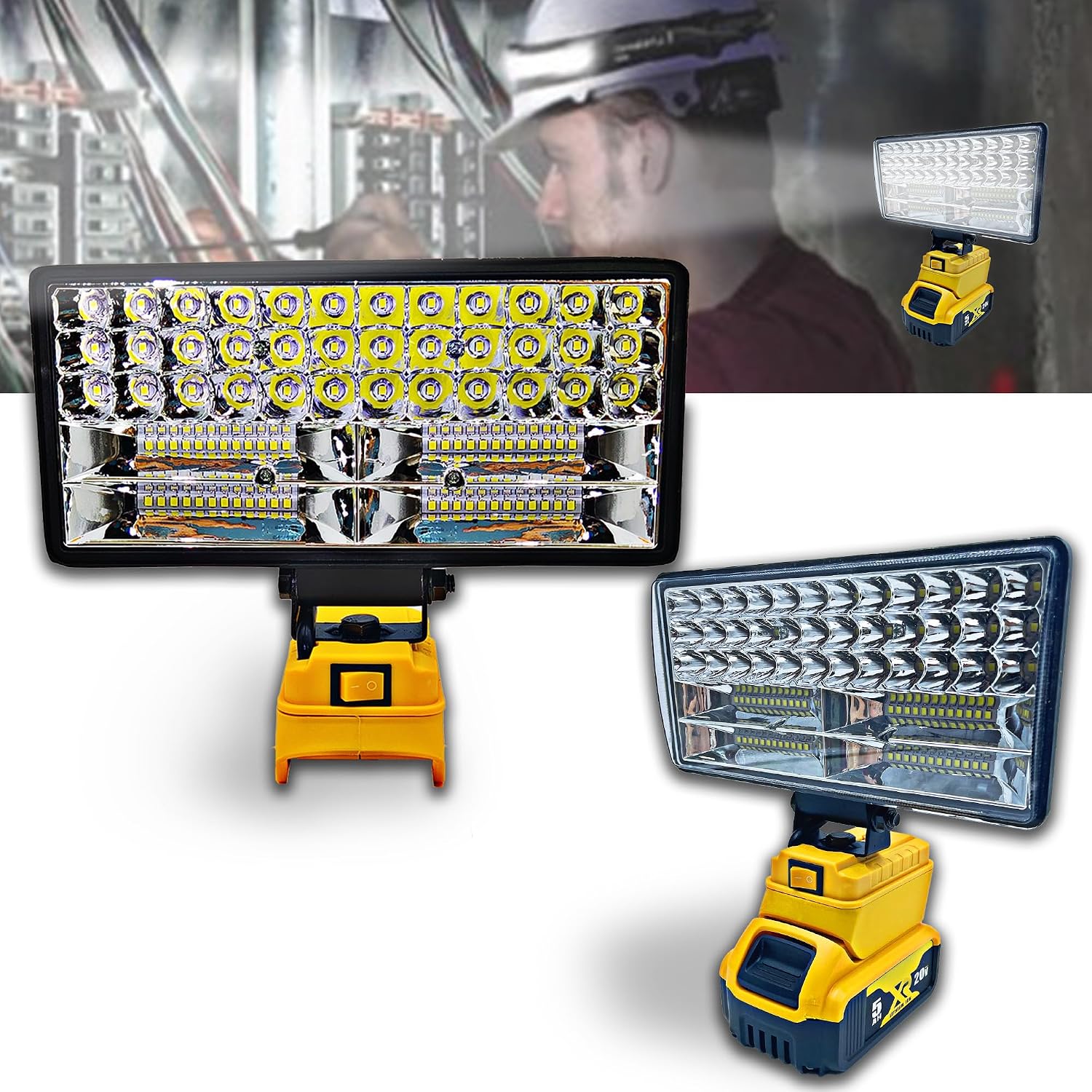 Cordless LED Work Light for Dewalt 20V Battery，90W 5400ML LED Wide Beam Flood Light with Two USB Charging Port Light for Emergency,Workshop,Garage.(No Battery)