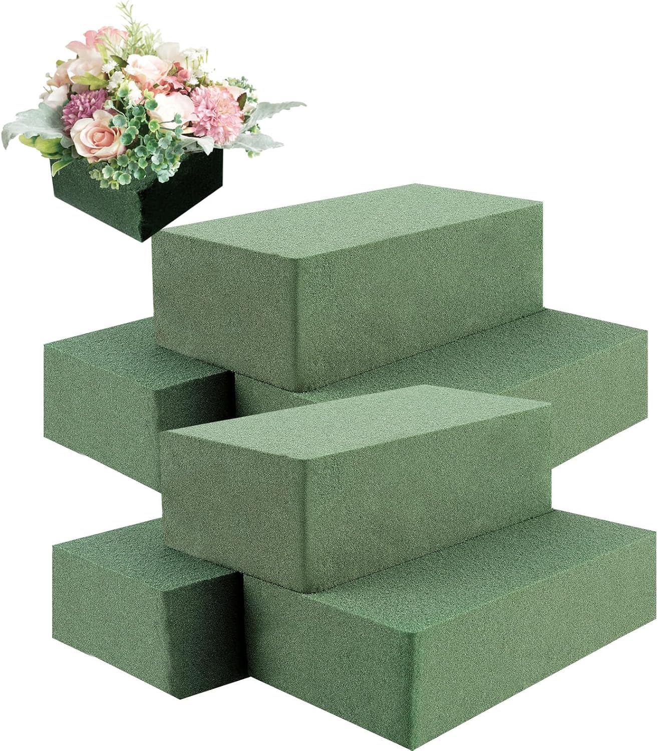 YUXIANLB 6PCs Floral Foam Blocks Wet Dry Flower Foam Plant Foam for Fresh and Artificial Flower Arrangements Oasis Floral Foam for Wedding, Birthdays, Home Decorations (6)