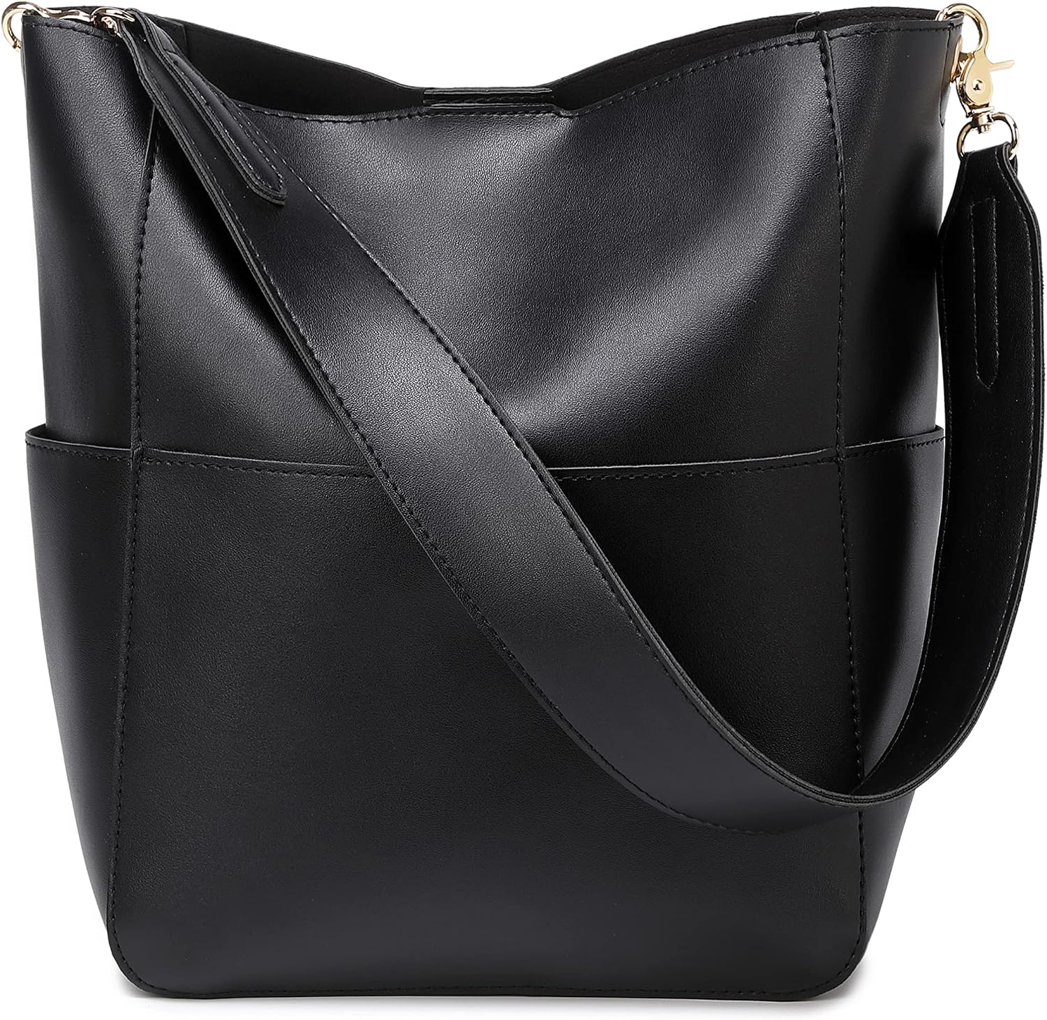 Bucket Purses for Women Designer PU Leather Bucket Bags With 2 Adjustable Guitar Strap Hobo Bags for Women
