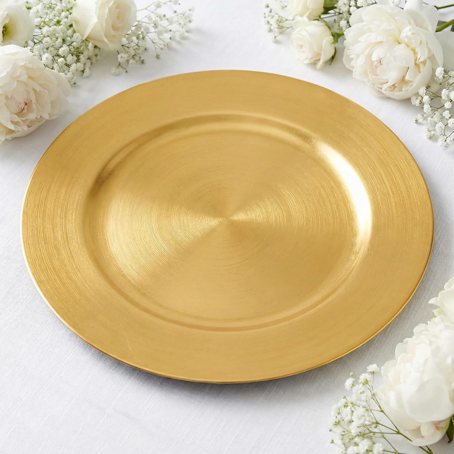 13inch Gold Charger Plates Set of 8,Plastic Chargers for Dinner Plates,Decorative plates for Wedding,Party,Event Tabletop. (Metallic foil Gold)