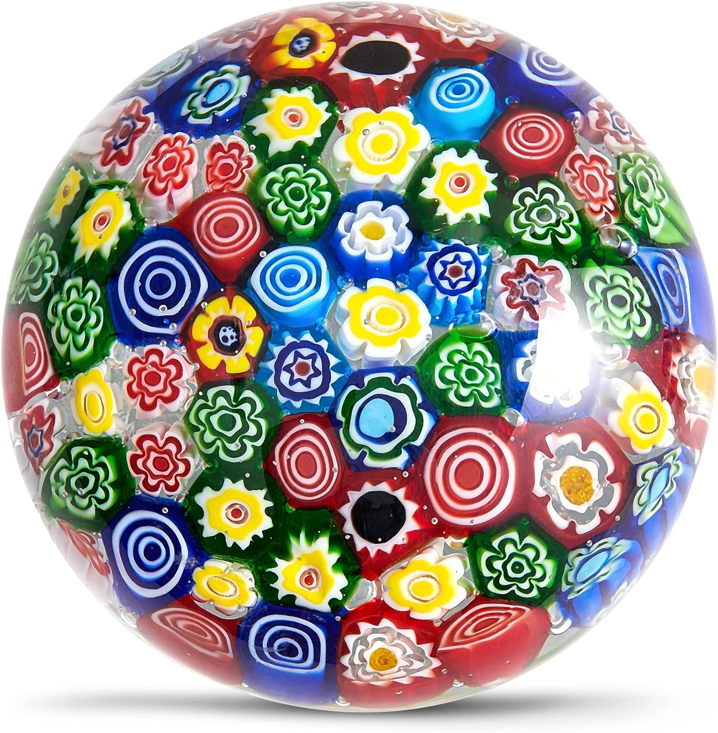 Hand Blown Glass Flower Figurine,Glass Paperweight for Birthday Gift