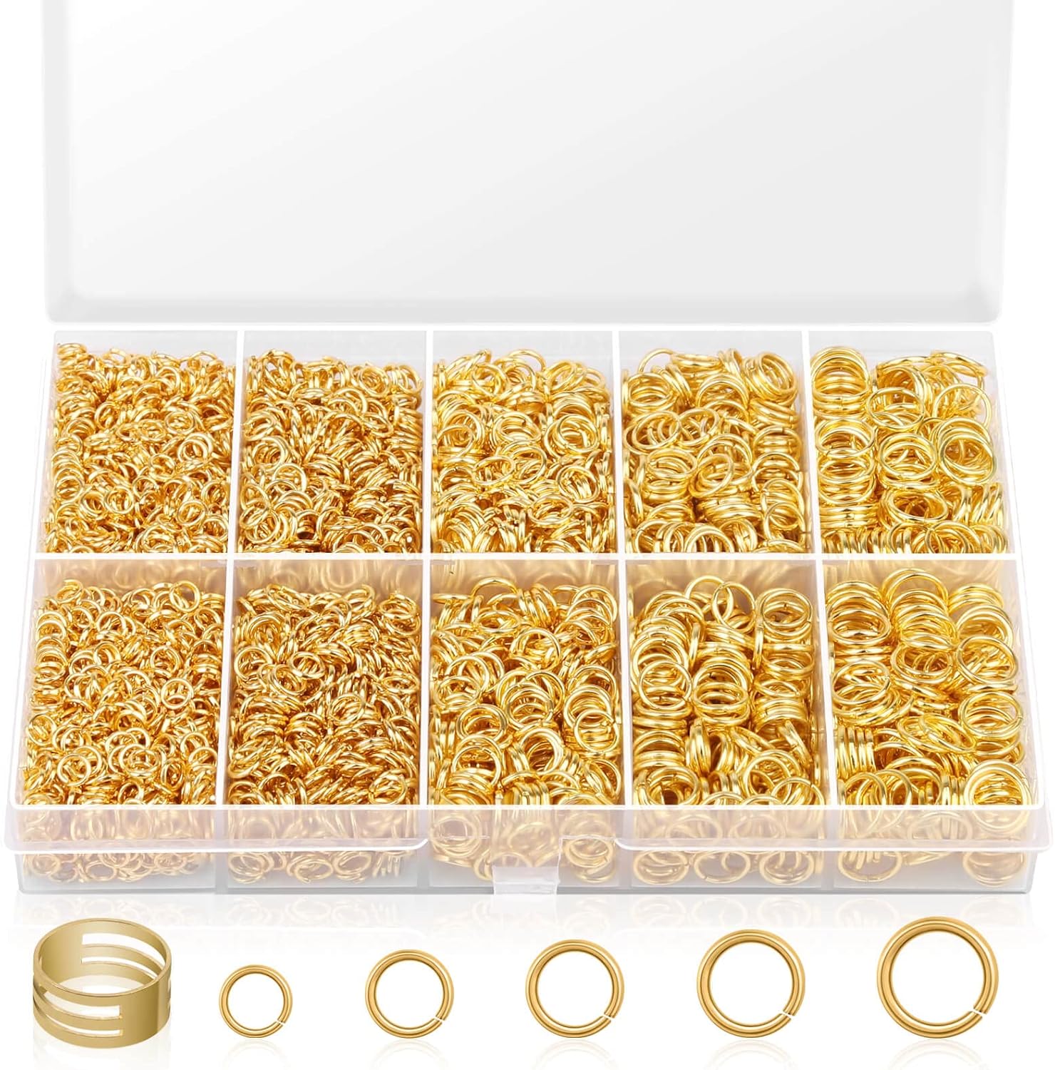 4600Pcs Gold Jump Rings with Jump Rings Open/Close Tools for Jewelry Making and Necklace Repair (Assorted Sizes)