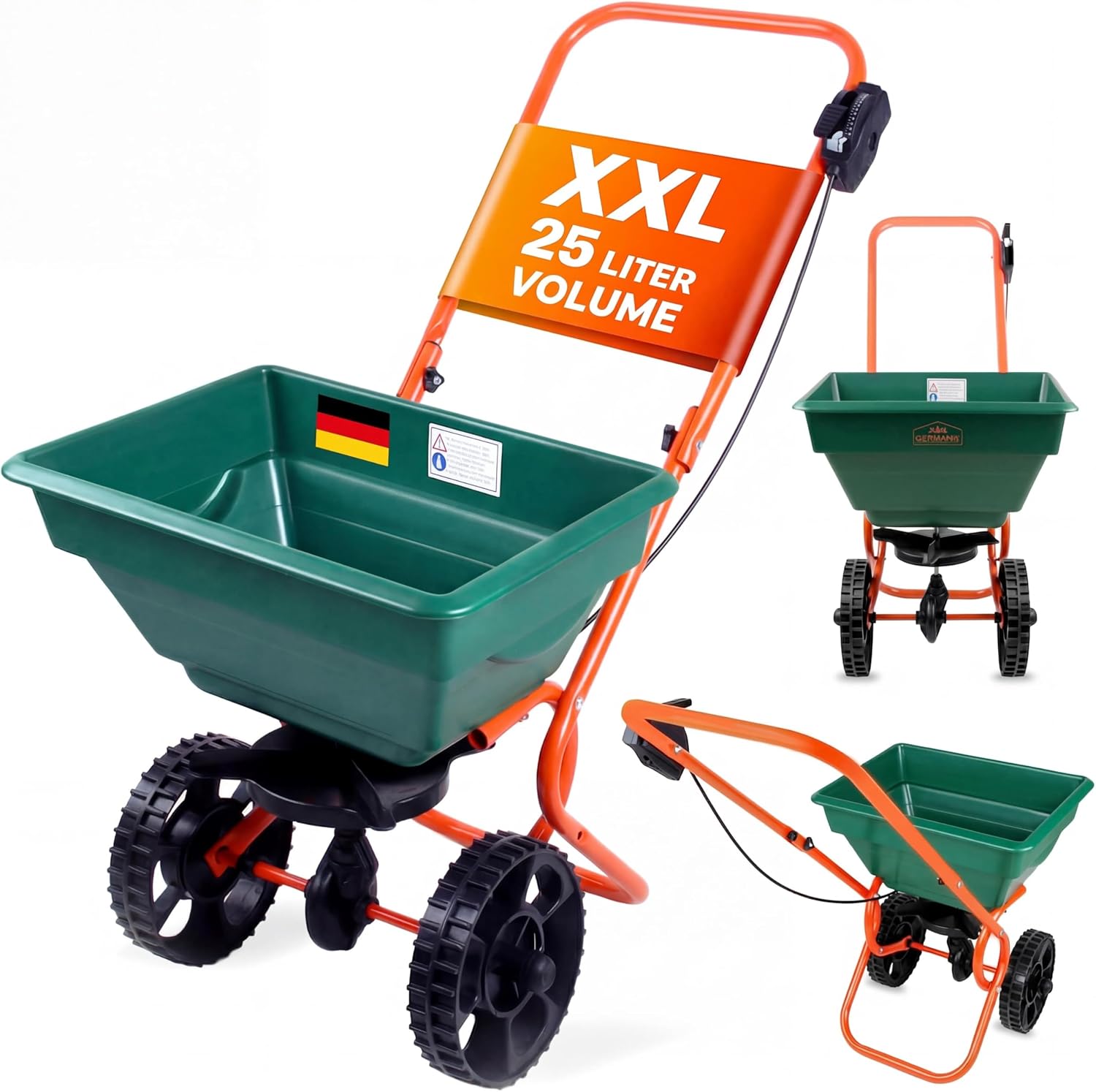 GARDEBRUK® 25L Rotary Seed Spreader with Adjustable Flow Rate, Green