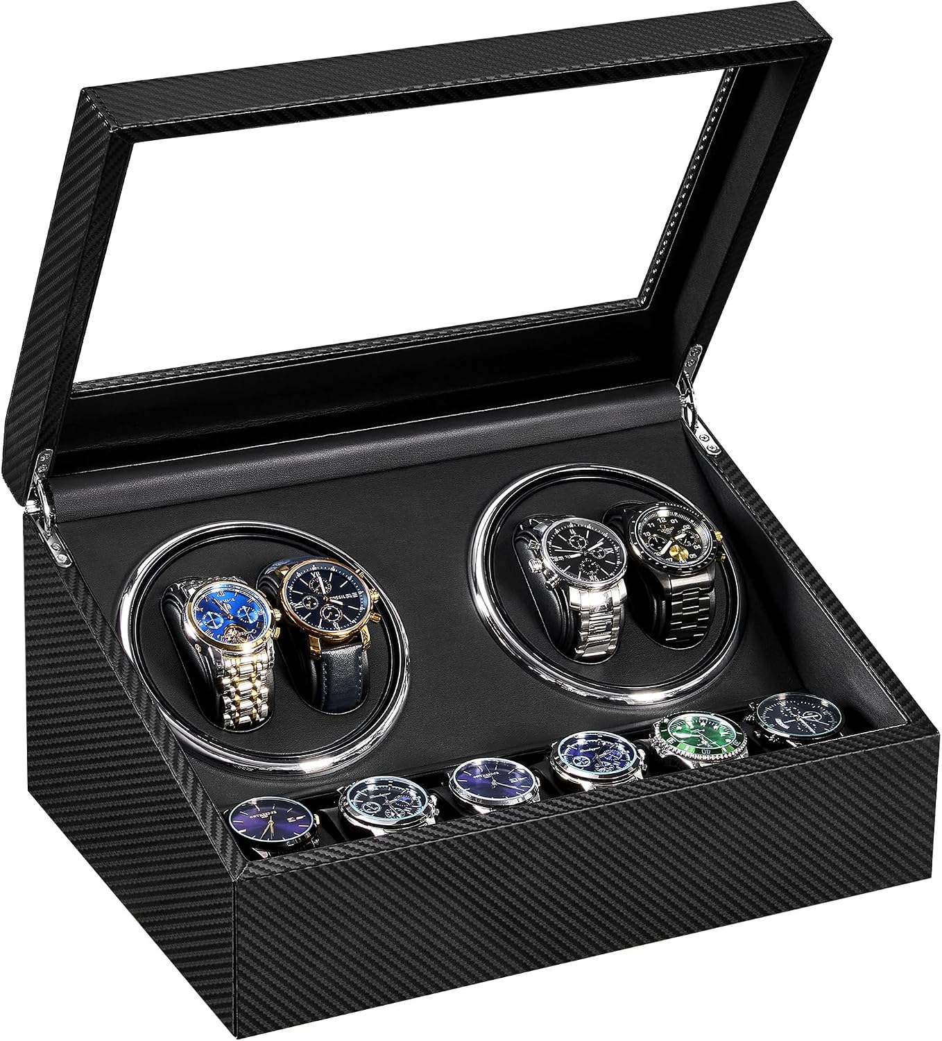 ANWBROAD Watch Winders for Automatic Watches with Carbon Fiber,4 Modes
