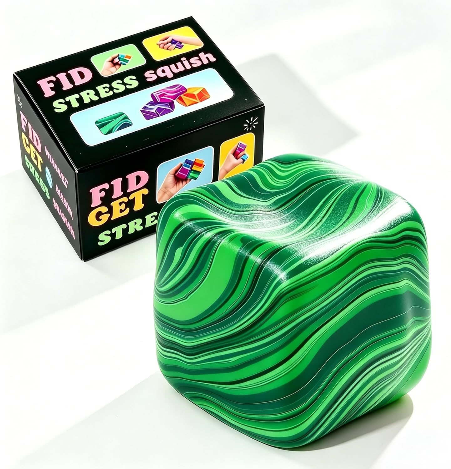 1 Pack Fidget Toys Squishy Stress Cube, Stress Balls for Kids Adults Squishies Stress Relief, Ice Sugar Sensory Toys for Kids with Autism, Fidgets for Classroom Prize Toys(Green,1 Pack)