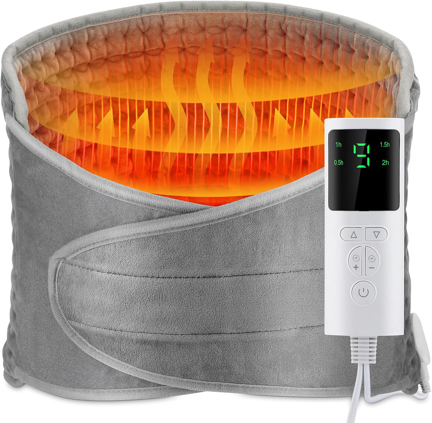 Electric Heating Pad for Back, 12'' x 50'' Heating Pad Wrap, Lumbar Warmer Pad for Waist Belly Leg, Fast Heating, 9 Temperature Settings, 4 Gears Timing, Overheating Protection, Washable