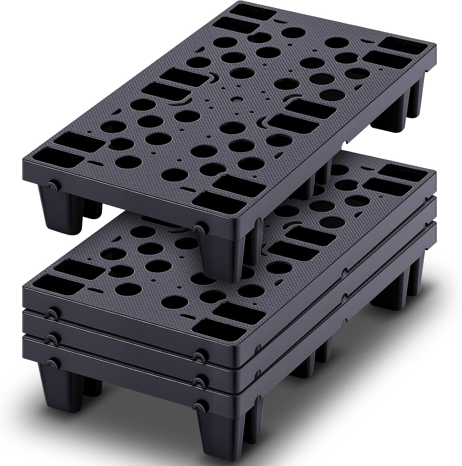 4 Pcs Lightweight Plastic Pallets Nestable Moisture Proof Floor Pallet with Breathable Grids for Sale Shop Restaurant Supermarket Garage Warehouse Basement Storage (19.7 x 11.8 x 3.9 Inch)