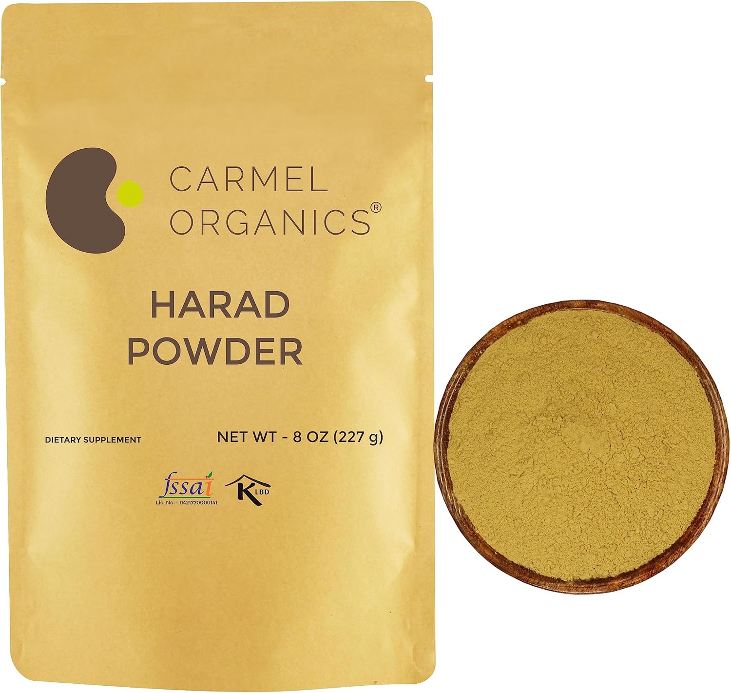 CARMEL ORGANICS Harad/Haritaki Fruit Powder 8 Ounce or 0.5 Lb/227 Grams(Pack of 1) | Natural | No Added Preservative | Non-GMO | Terminalia Chebula Powder