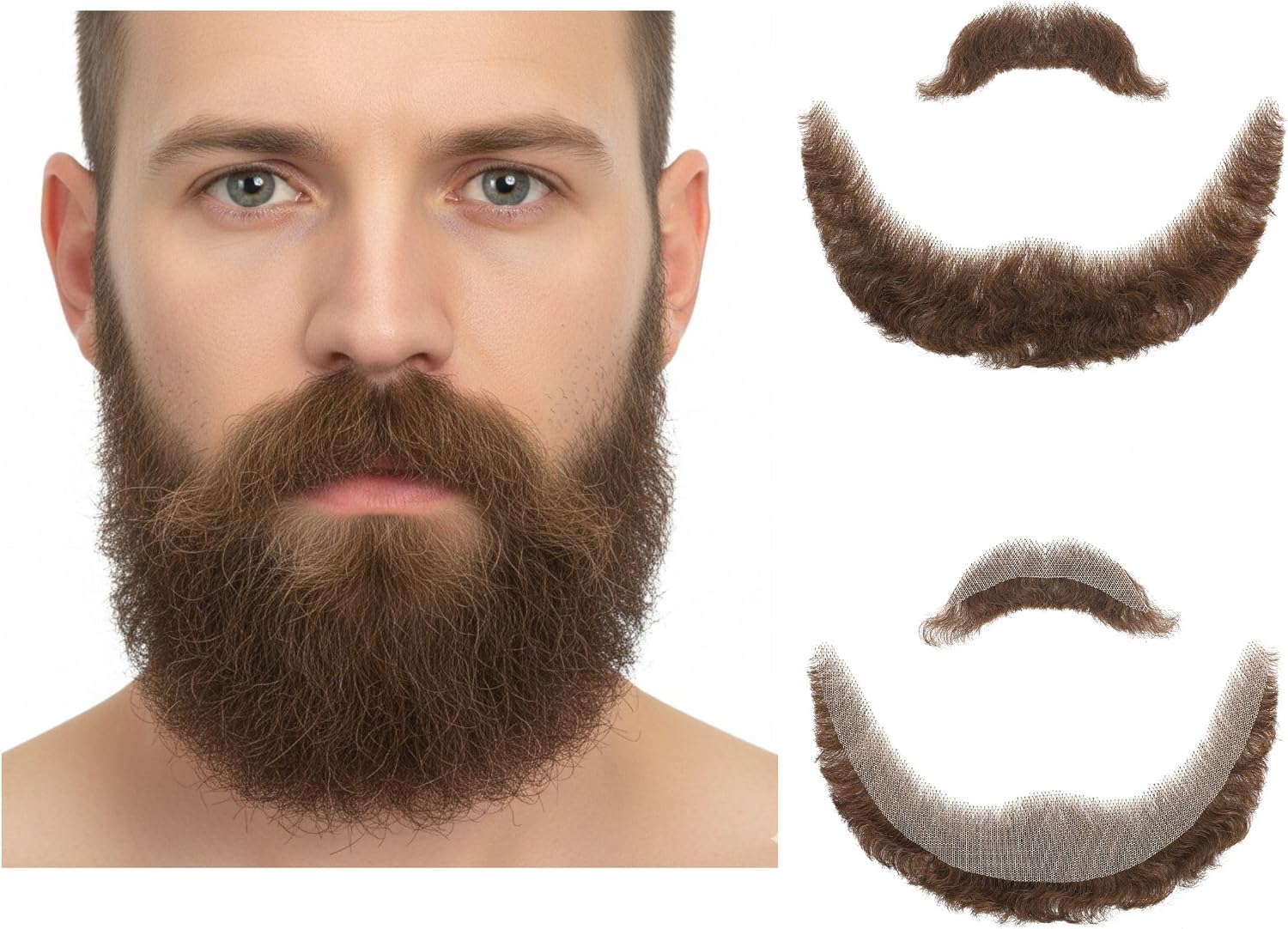 Full Fake Beard, Human Hair Beard, Realistic Full Style