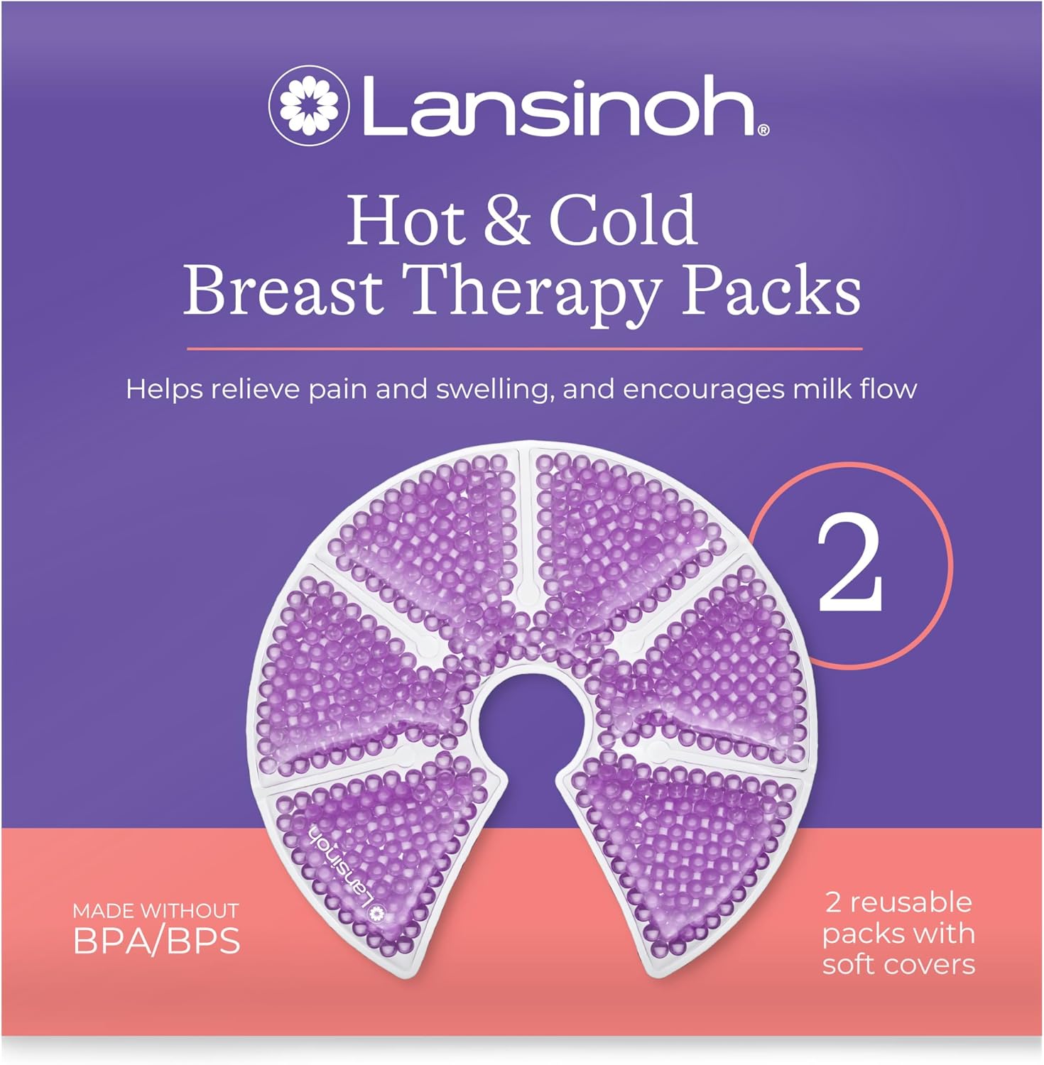 Lansinoh Hot & Cold Breast Therapy Gel Pads - 2 Pack with Soft Covers