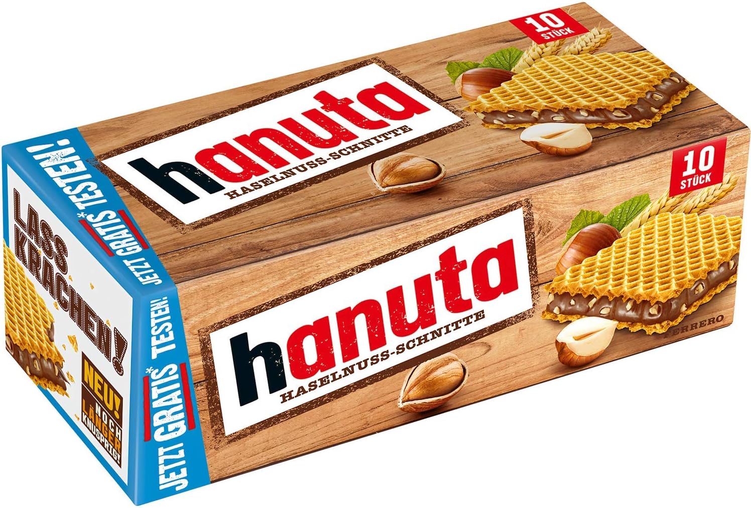 Hanuta 10 Pieces (220g) Pack of 2 - Hazelnut Slices with Crispy Waffles
