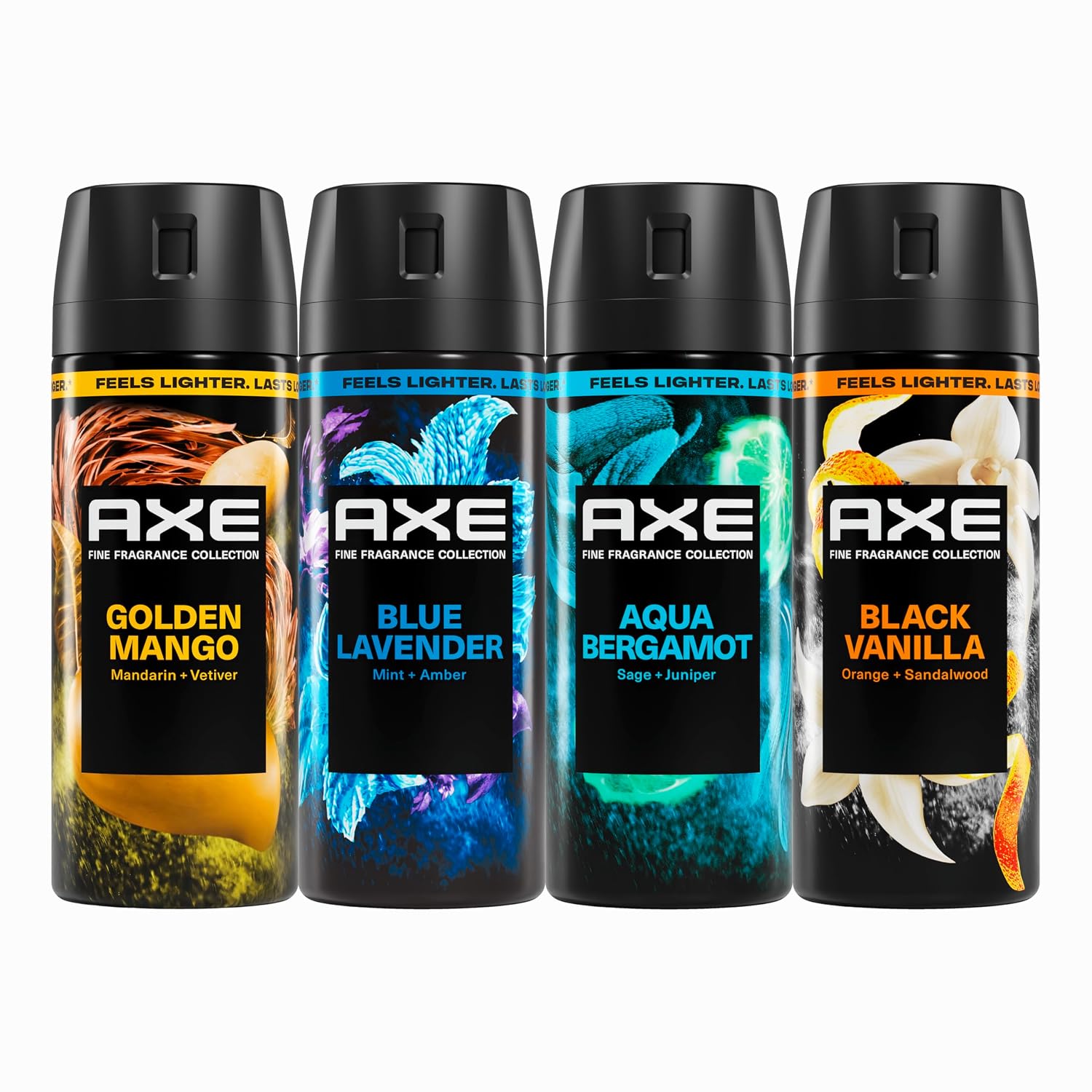 AXE Body Spray Mixed 4 Count Stay fresh for 72Hs Aluminum Free 2.9 oz