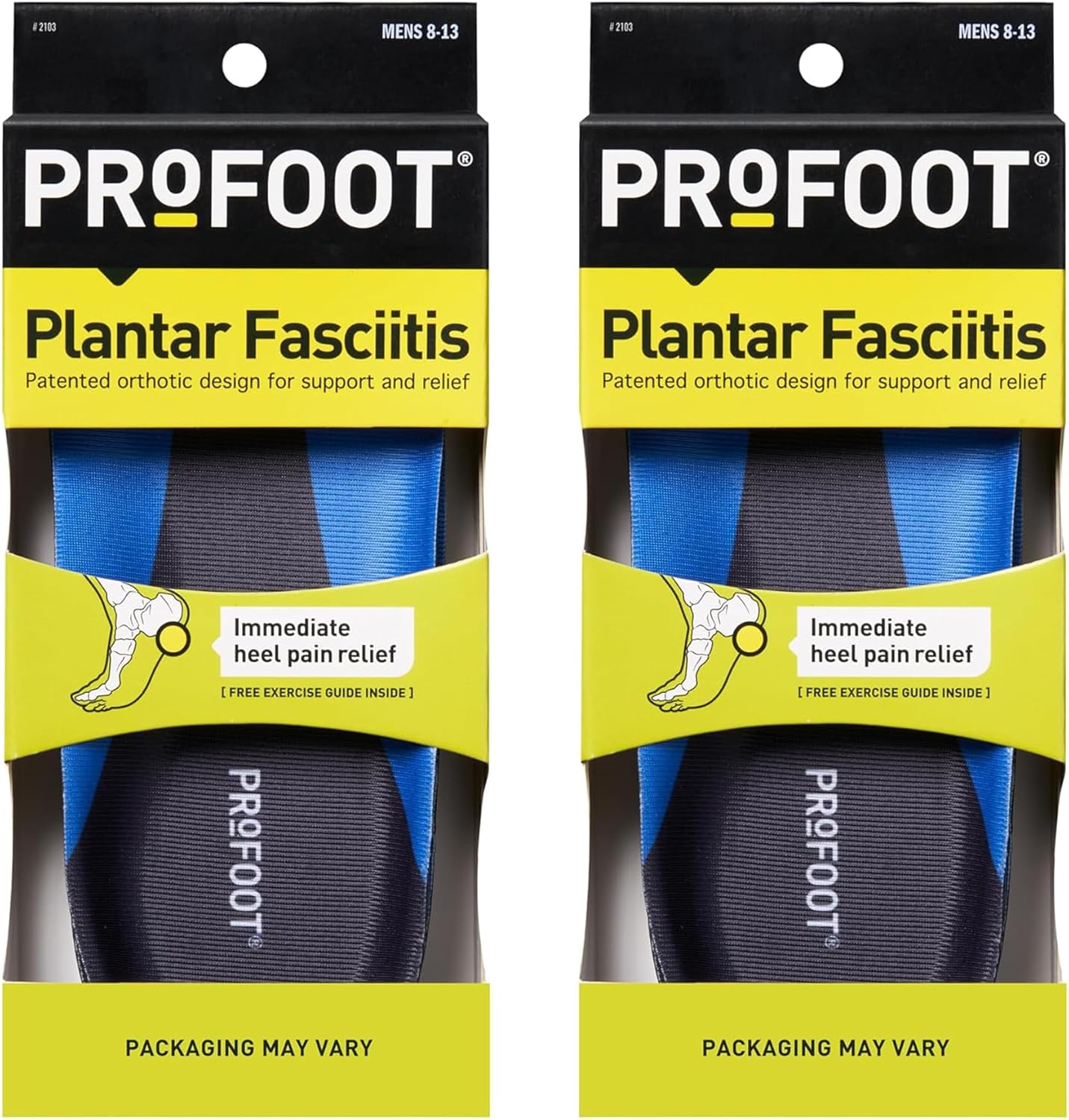 PROFOOT Orthotic Insoles for Plantar Fasciitis, Cushion Heel & Relieve Pain, Men's 8-13, Inserts to Help Support, 2 Count, Pack of 4