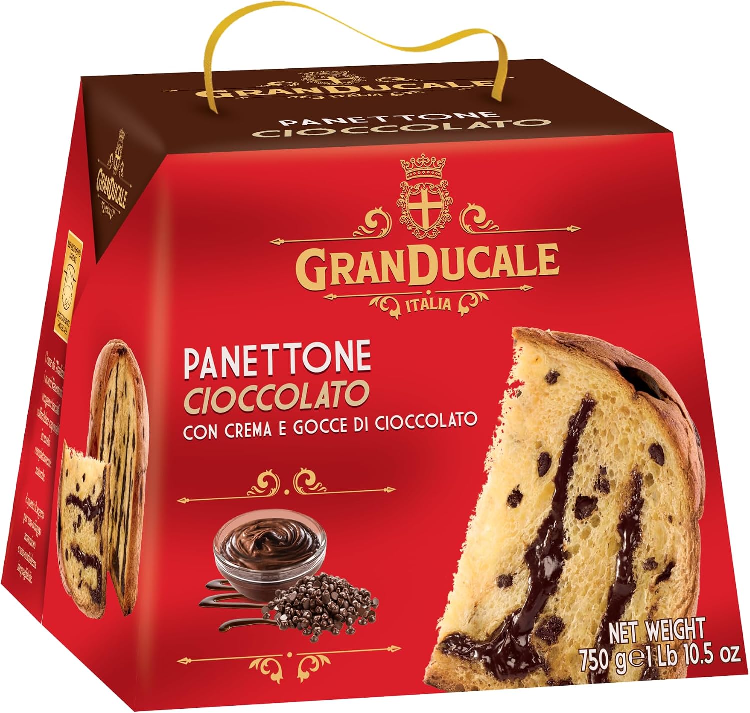 Italian Panettone | Panettone With Double Delight Chocolate With Chocolate Cream & Chip Pieces | Made With Butter | Traditional Recipe Chocolate Christmas Cake | Suitable For Vegetarians | 750 g