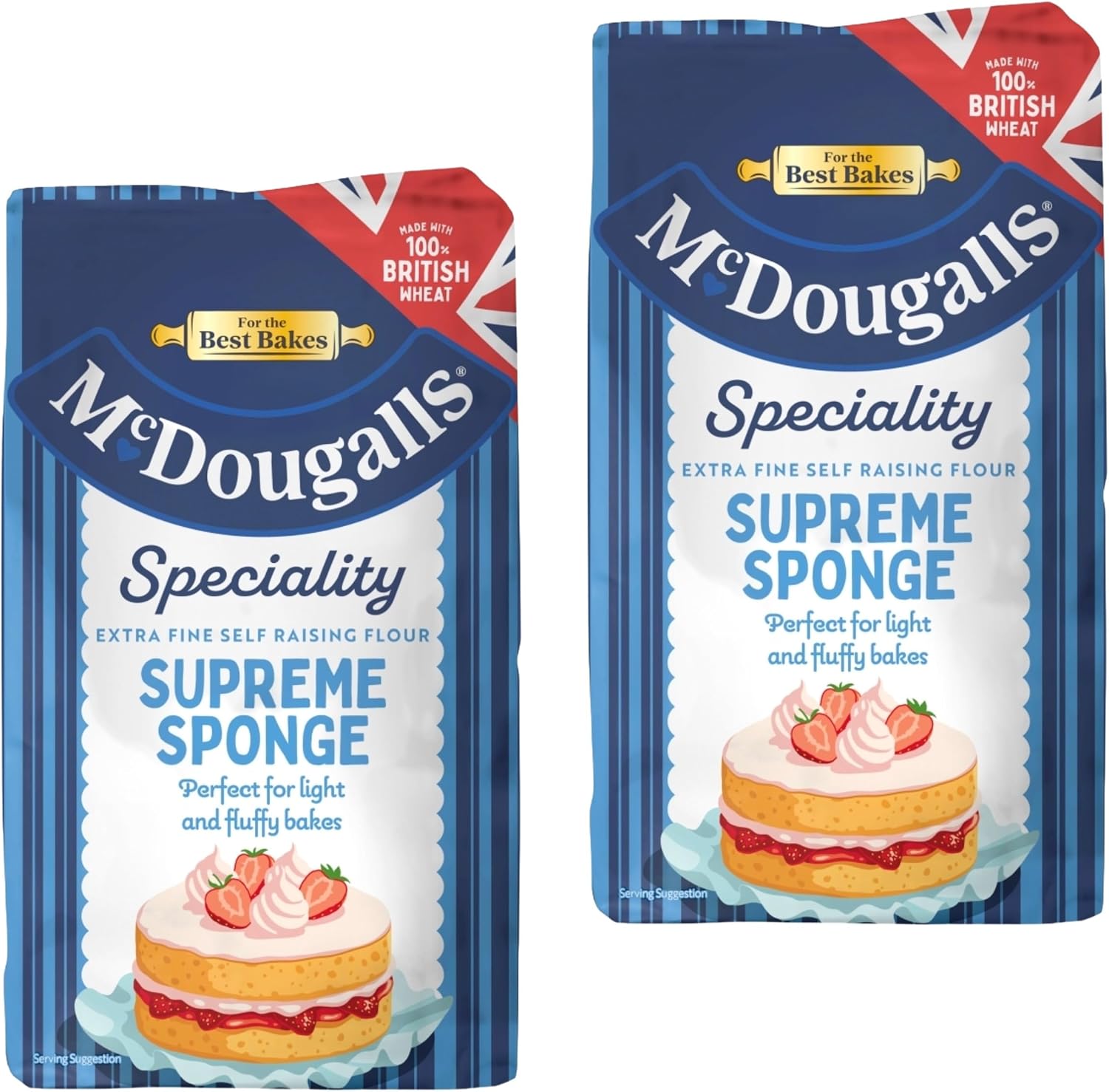 McDougalls Supreme Sponge Self-Raising Flour, 1 kg Bag (Pack of 2)