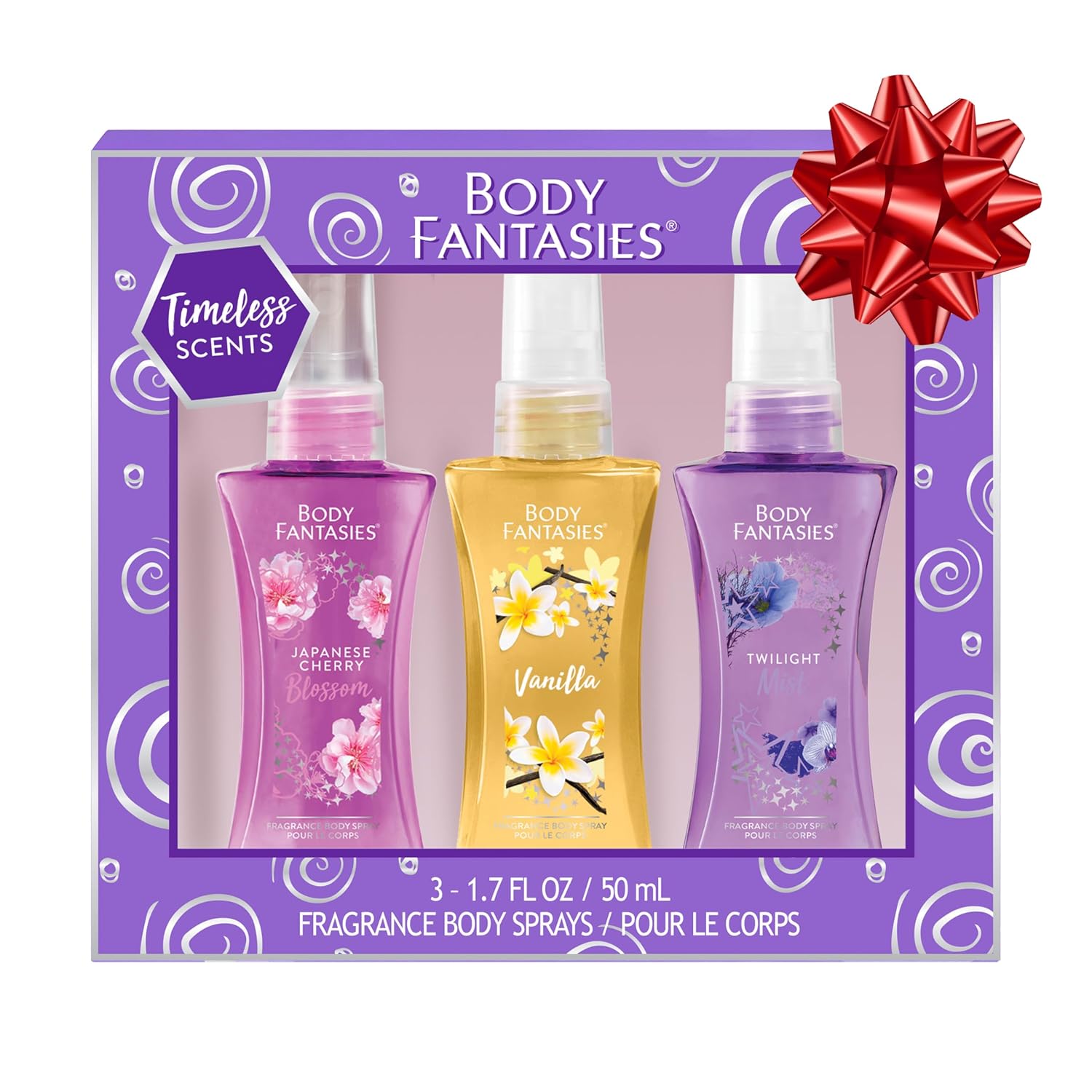 Body Fantasies Body Spray Holiday Gift Set for Her - 3 Piece Timeless Scents Sampler