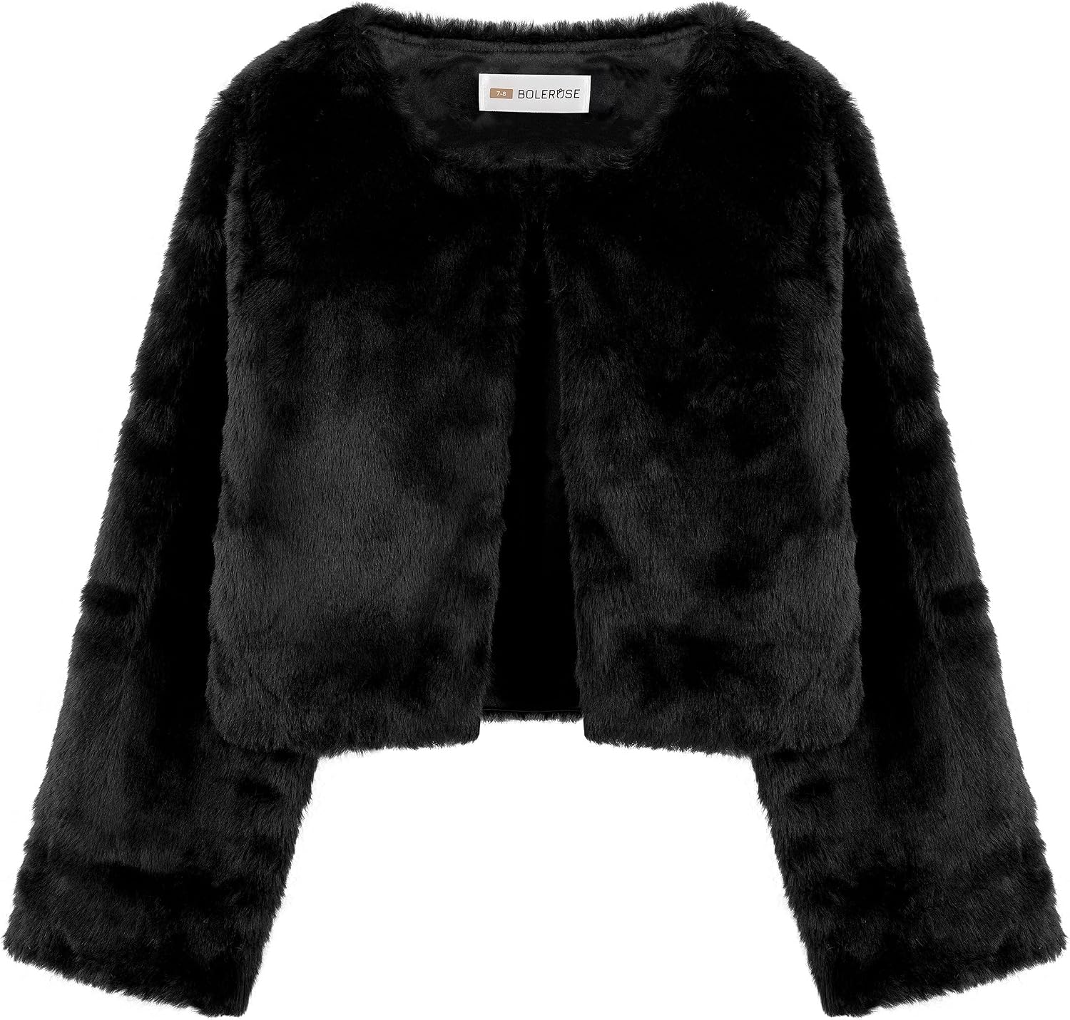 BOLEROSE Girls Faux Fur Bolero Jacket | Satin Lining, Concealed Fastening, Long Sleeves, Cropped Length, Lightweight Warmth, Ages 3-10