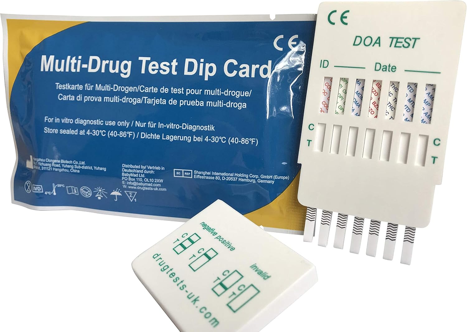 5 x 10-in-1 Rapid Drug Test Urine Dip Cards - Test for use of Cocaine, Heroin, Speed, Methadone, Benzo's, Ecstasy, Cannabis, Morphine, Subutex, Barbs in 1 Test
