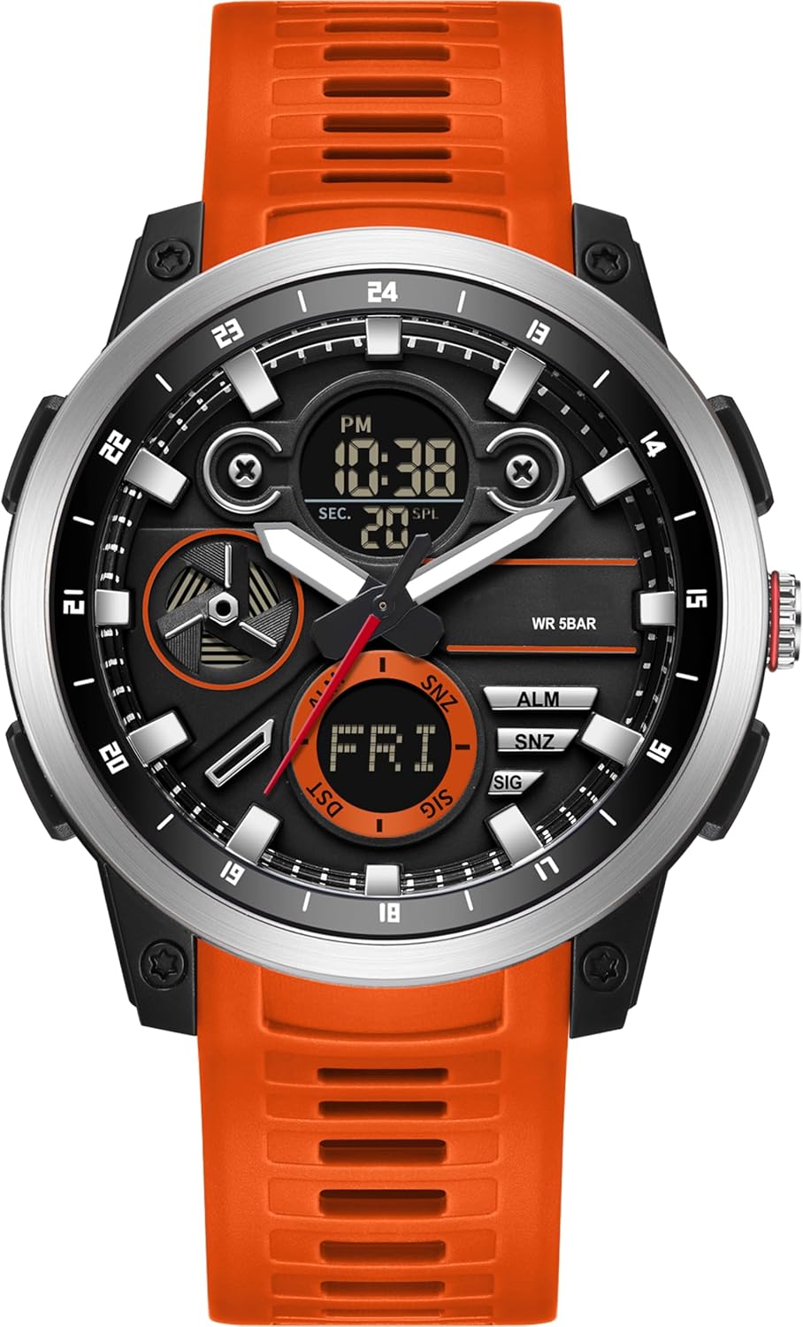 findtime Men's Military Digital Watch Analogue Quartz Waterproof Watches Sport Tactical Outdoor Electronic Multifunctional Wristwatch with Luminous Stopwatch Countdown Alarms Big Face
