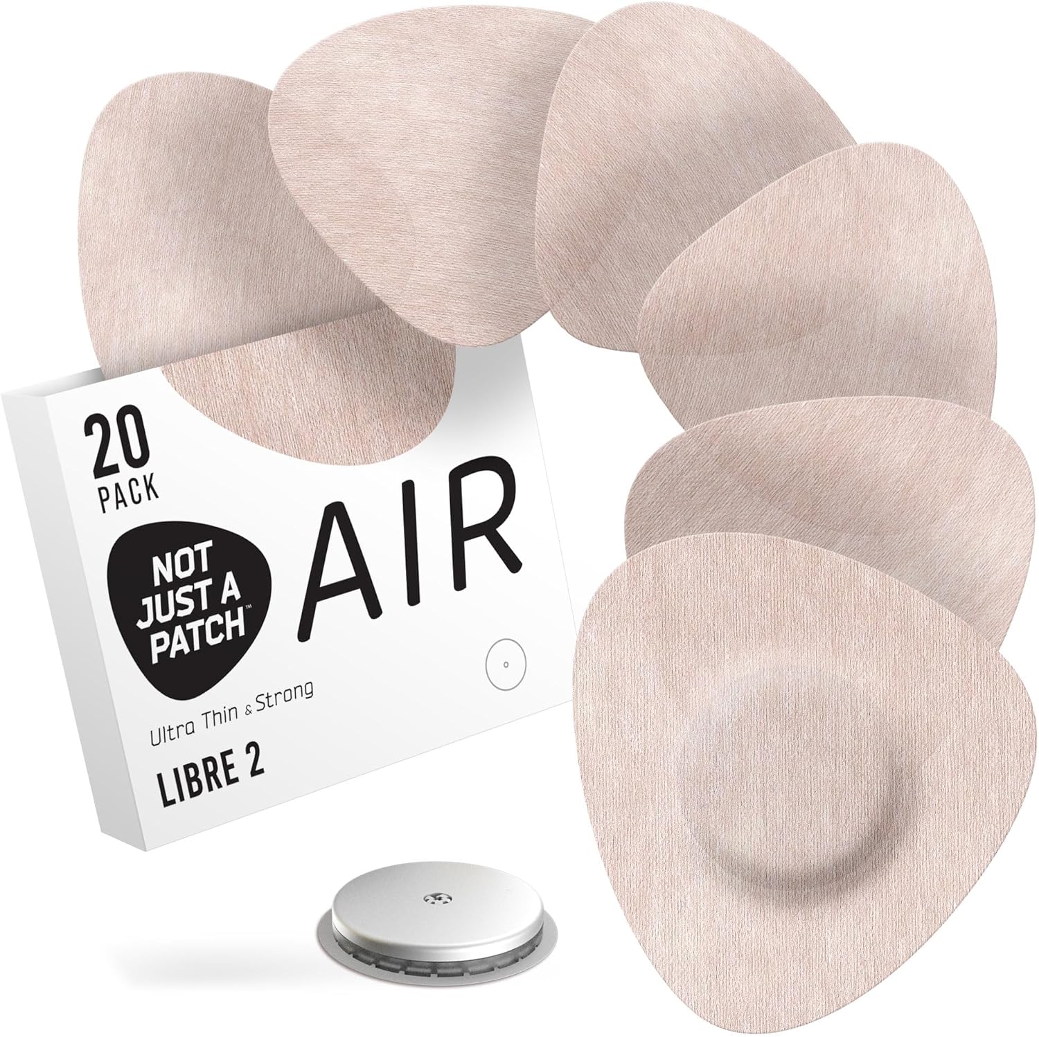 Not Just A Patch Freestyle Libre 2 Covers (20 Pack) - Thin, Strong and Light, Ultra-Long 14 Day Adhesion - Durable Lingo CGM & Libre 2 Sensor & Protector Patches - Air Libre 2 Beige