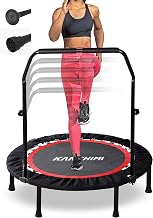 Kanchimi 40" Folding Mini Fitness Indoor Exercise Workout Rebounder Trampoline with Handle, Max Load 330lbs(Black)