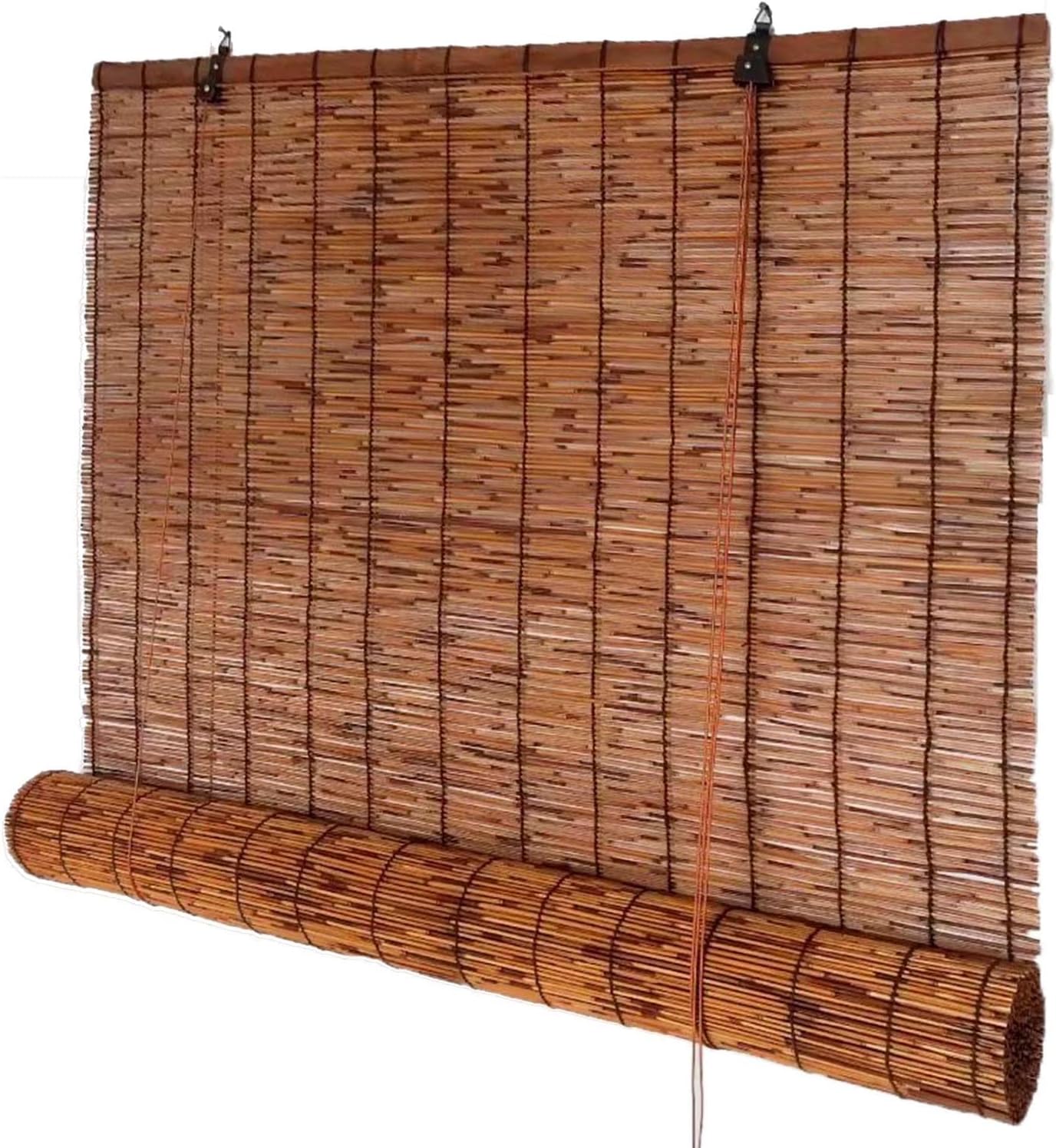 Roll up Shades for Outdoor Porch Patio Privacy Blinds, Bamboo Roller Shades Blinds Cordless 24" 26" 30" 36" 42" 48" 50" 54" 60" 67" 72" 75" 77" Wide, Blackout Bamboo Shade