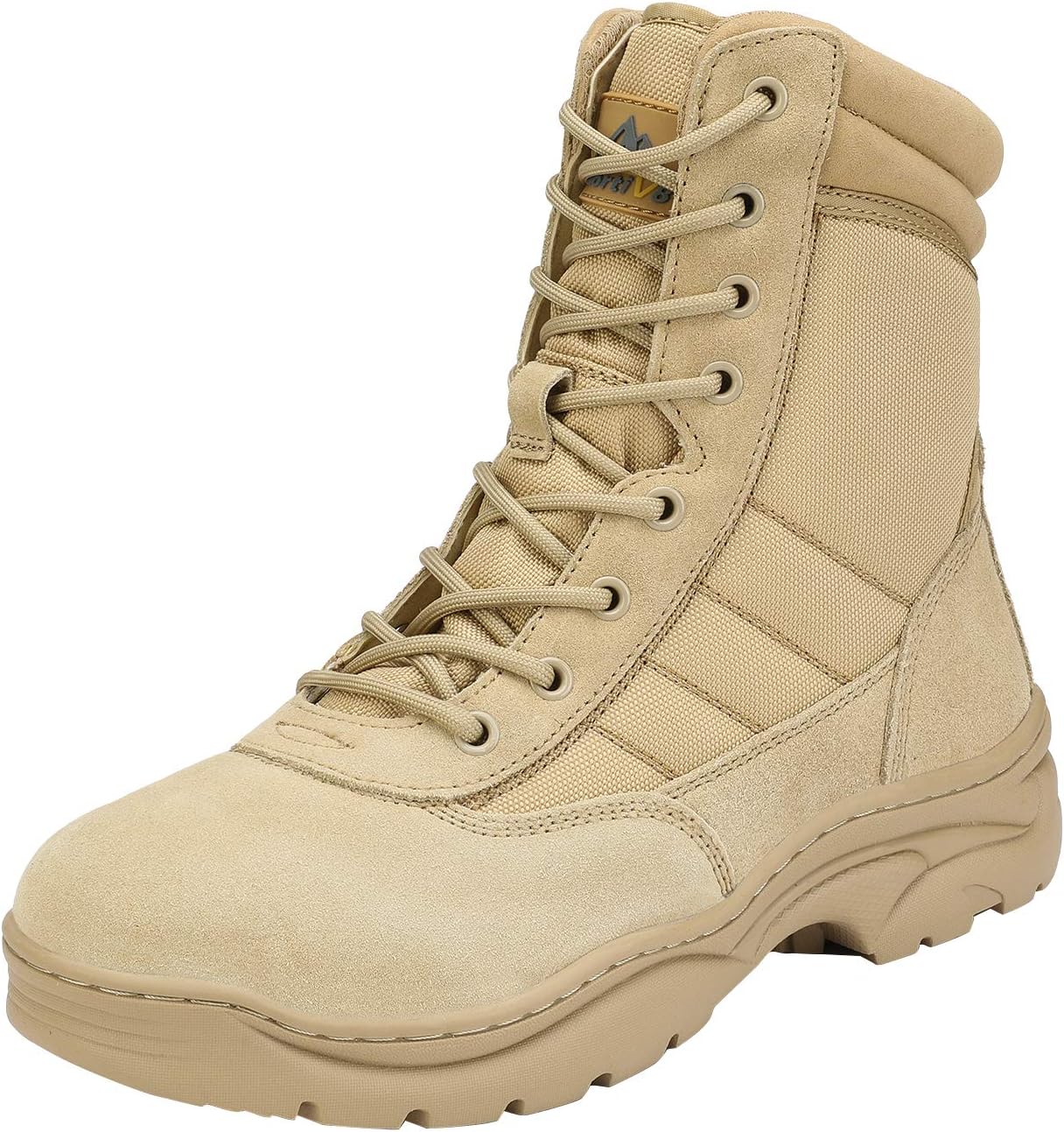 NORTIV 8 Men's Army Boots Side Zipper Lace Up Outdoor Motorcycle Combat Bootie Lace Up Army Tactical Combat Boots