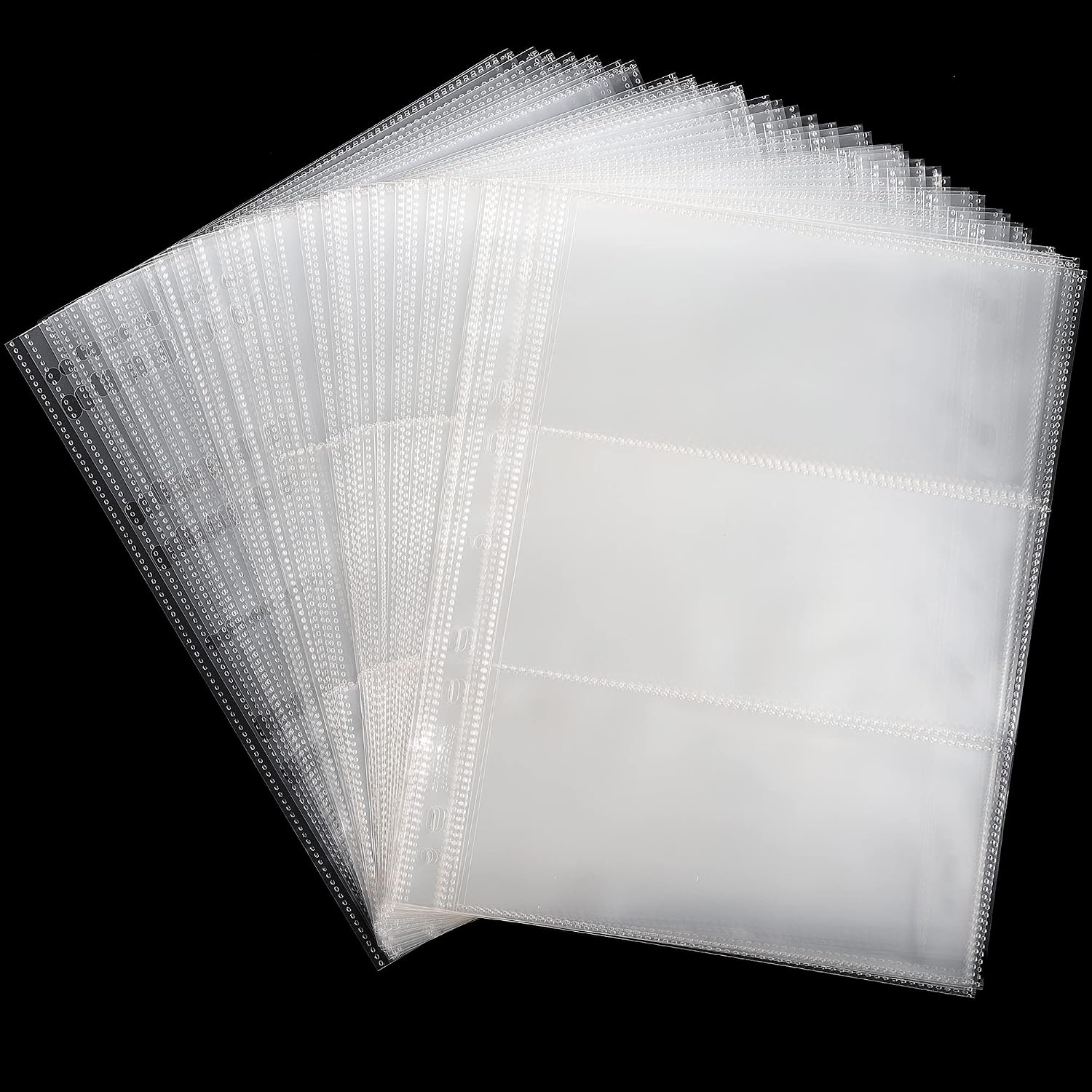 100 Sheets Currency Pages for Paper Money Collection - 3 Pockets