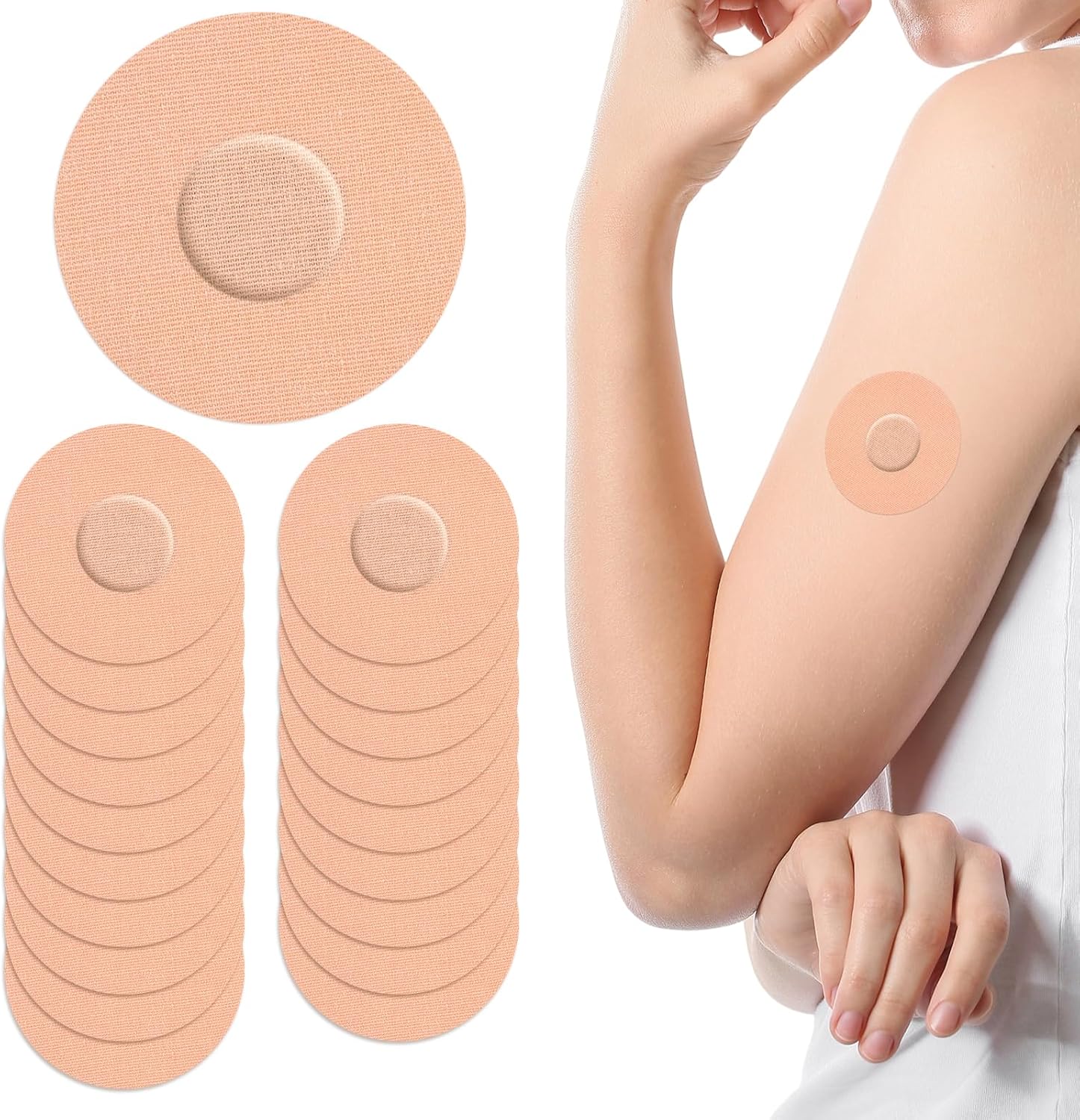 20 PCS Sensor Covers for Freestyle Libre 2, Waterproof Adhesive Patches 14 Days Long CGM Tape for Freestyle Libre 1/2/3, Medtronic Guardian, Dexcom G7 Stay Ideal for Sports, Swimming and Daily Use Tan
